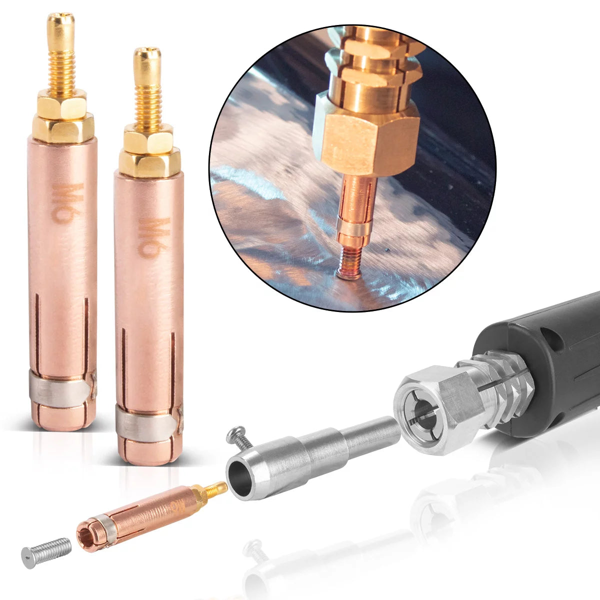 Çelik işleri 2 x nokta kaynak elektrotu Kaynak cıvatası için M6 dişli, DESIP POTTER / Dell Kaldırıcı / Dot Kaynak Cihazı / Drenaj Aracı için Akıllı Onarım Aksesuarları Araç gövdelerini onarmak için