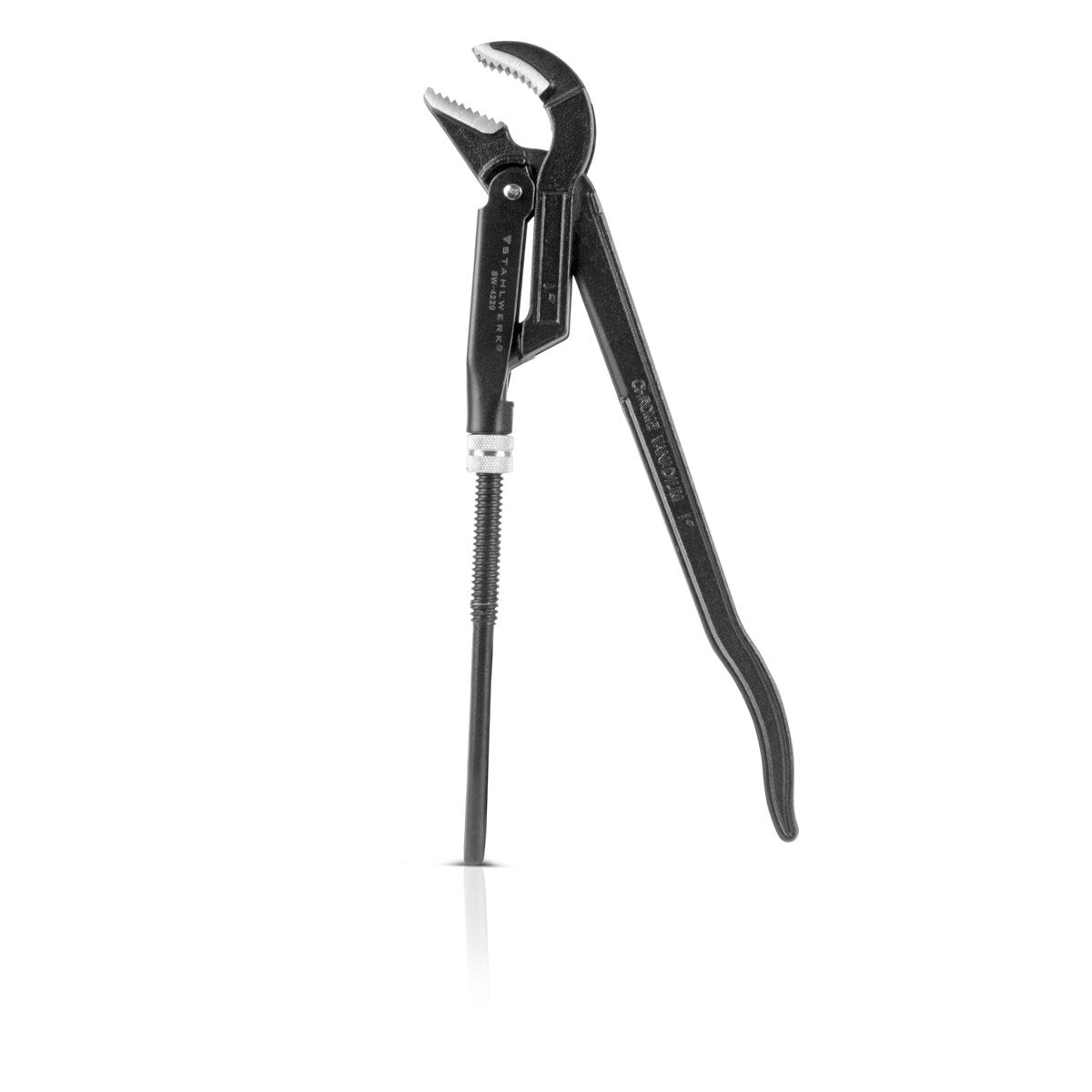 Giratubi STAHLWERK 1" pollici (25 mm) S/45° cromo vanadio 315 mm verniciato a polvere pinza per pompa acqua 4 in 1 con larghezza di serraggio 50 mm, ganasce temprate, percorso curvo e denti sfalsati