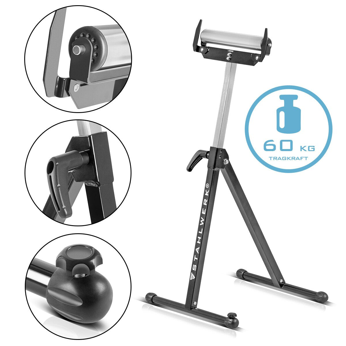 Steelworks Rollerbock RB-1110 St Workbose | Réglable de hauteur de pierre pliante de 720 à 1 100 mm avec une capacité de charge et une couverture de chargement de 60 kg