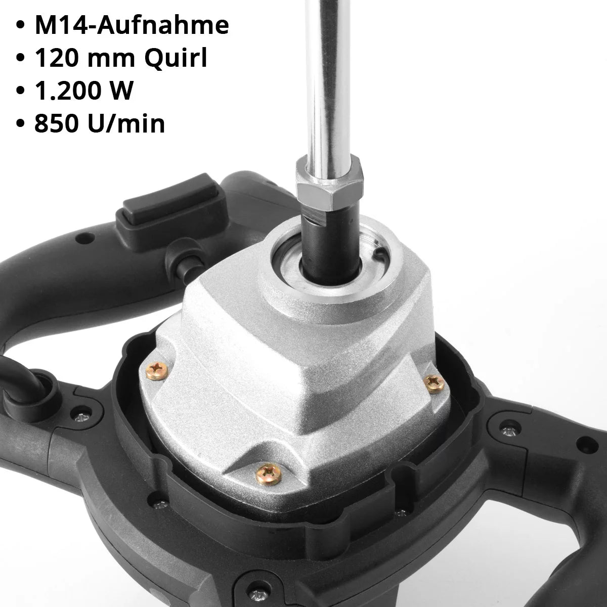STAHLWERK agitator RW-1200 ST | 1,200 W and 850 rpm | Electric mortar stirrer with additional whisk 120 x 600 mm | Speed control and safety switch | Concrete mixer | Paint stirrer | color mixer