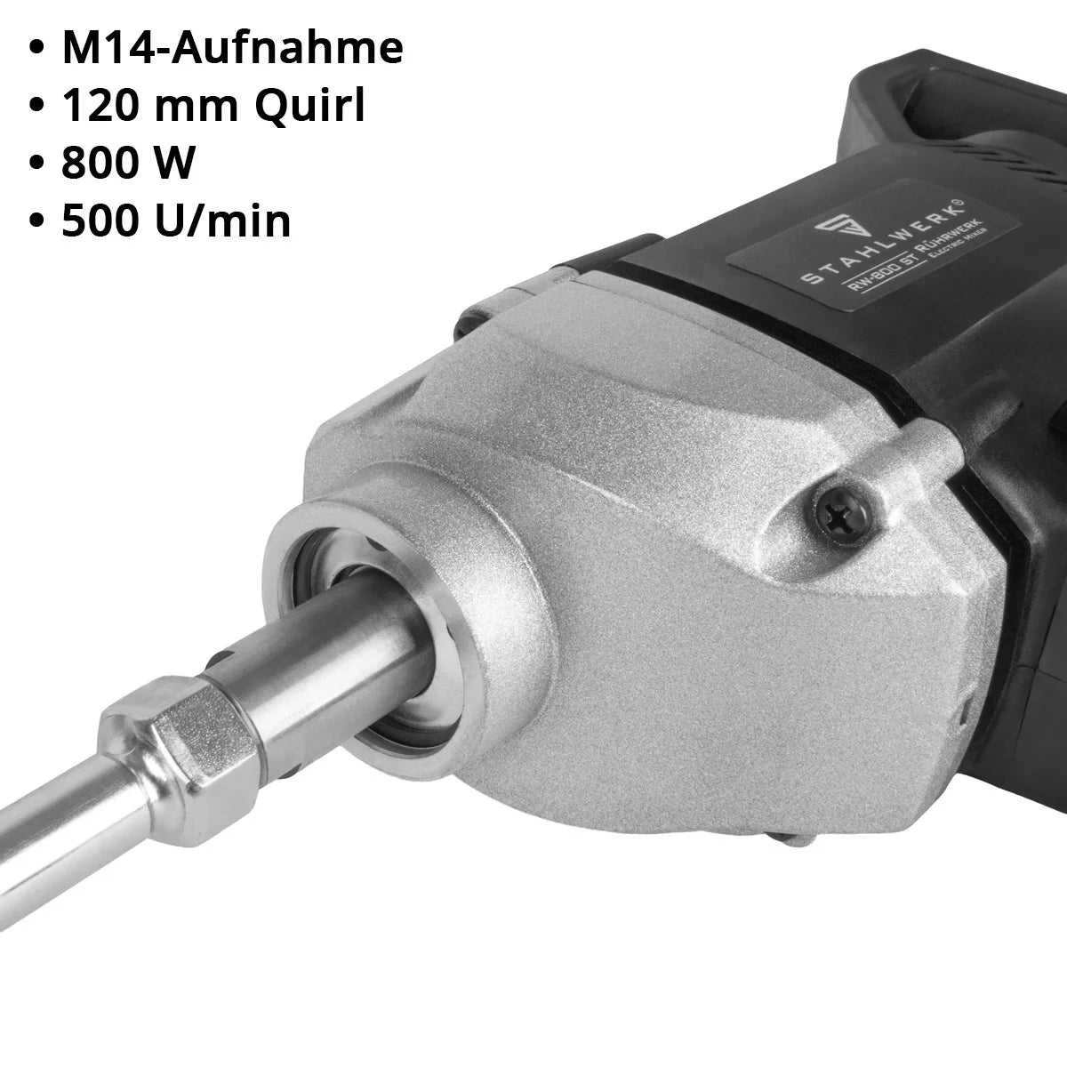 STAHLWERK agitator RW-800 ST | 800 W and 500 rpm | Electric mortar stirrer | Robust design | Stable concrete stirrer | Paint stirrer | Color mixer | Hand mixer | Hand mixer