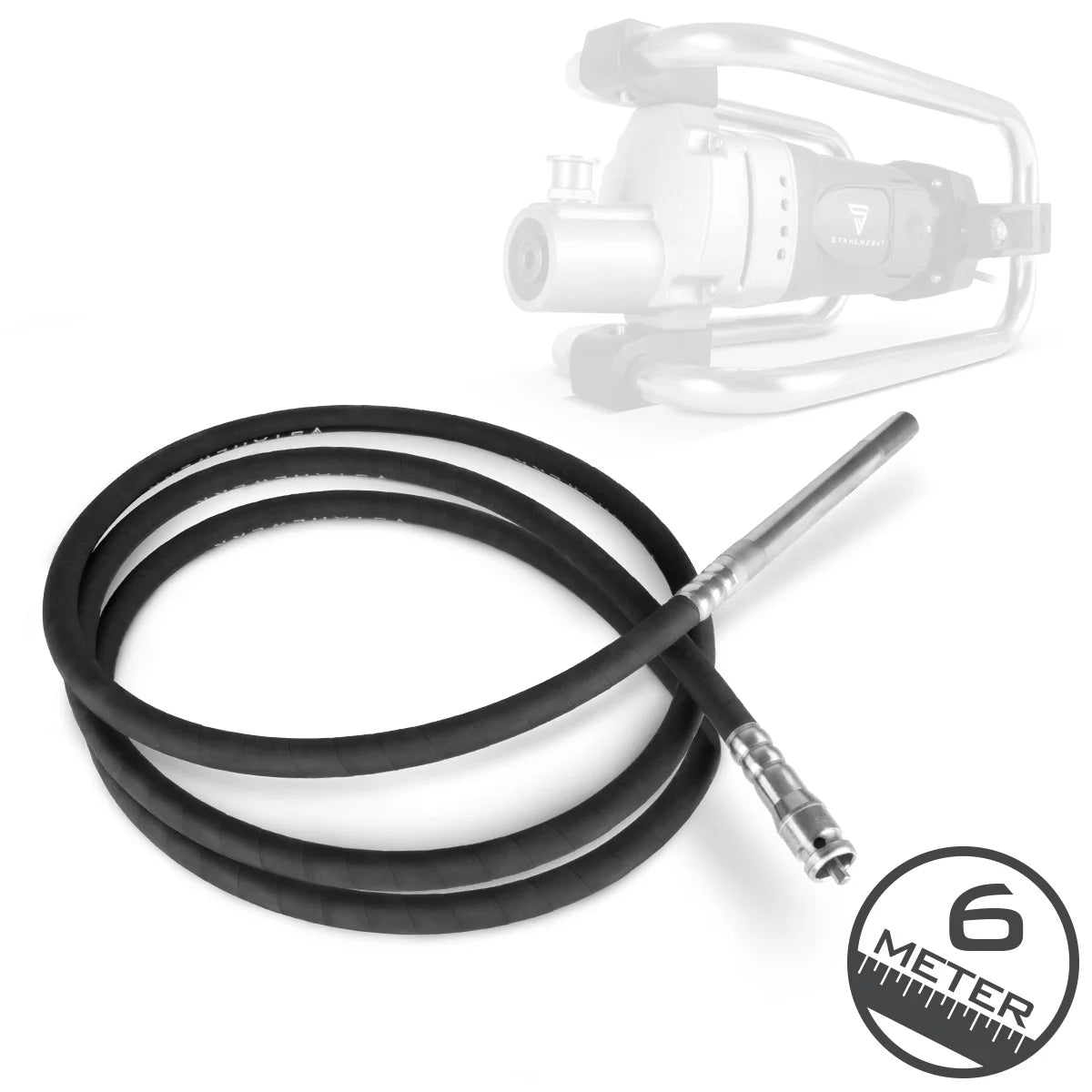 STAHLWERK Rüttelflasche Ø 35 mm | 600 cm Schlauchlänge | Innenrüttler mit flexibler Welle für Elektro-Betonrüttler | Rüttelschlauch für Betonverdichter, Flaschenrüttler und Betonvibratoren