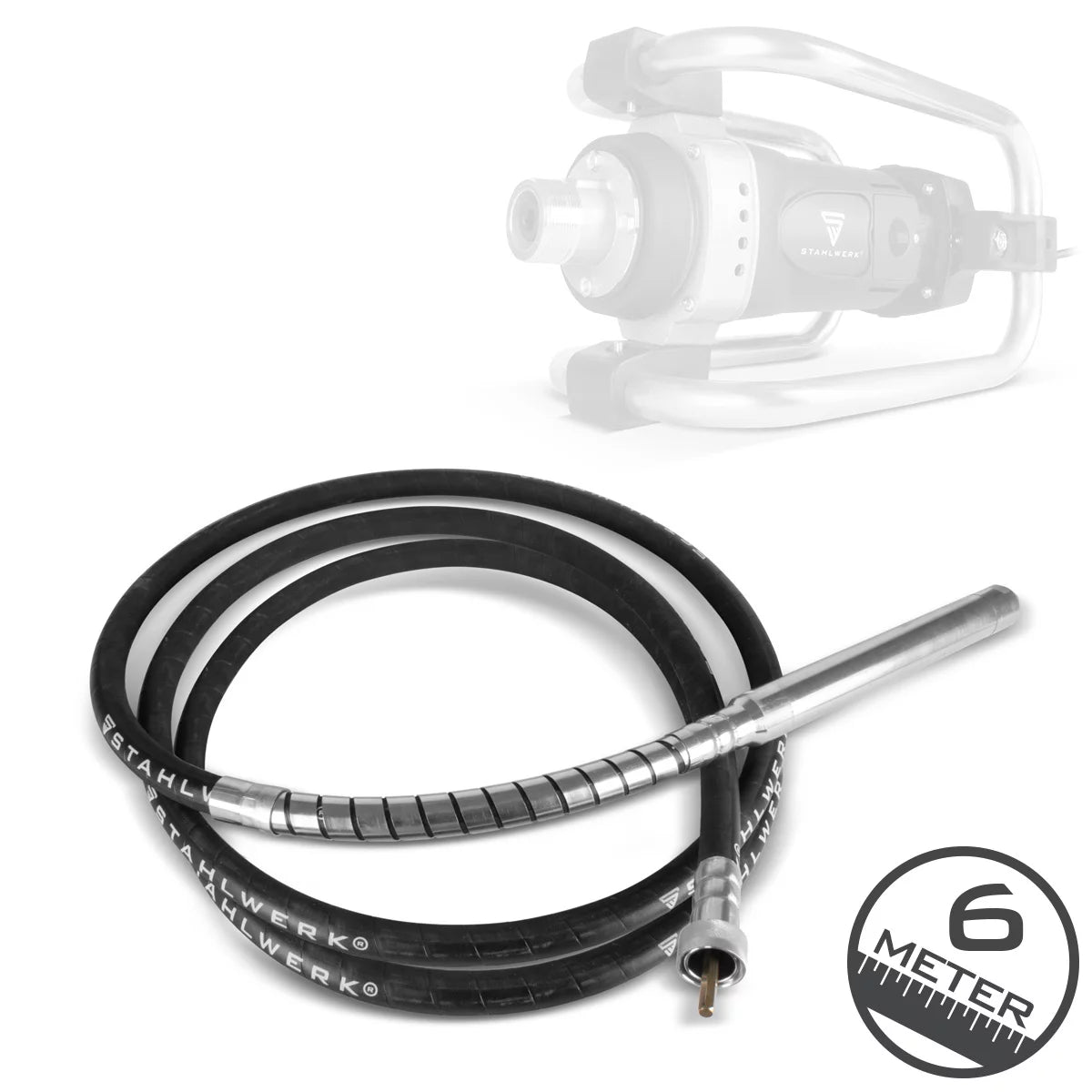 STAHLWERK Rüttelflasche Ø 45 mm | 600 cm Schlauchlänge | Innenrüttler mit flexibler Welle für Elektro-Betonrüttler | Rüttelschlauch für Betonverdichter, Flaschenrüttler und Betonvibratoren
