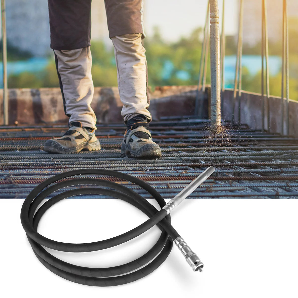 STAHLWERK Rüttelflasche Ø 35 mm | 400 cm Schlauchlänge | Innenrüttler mit flexibler Welle für Elektro-Betonrüttler | Rüttelschlauch für Betonverdichter, Flaschenrüttler und Betonvibratoren