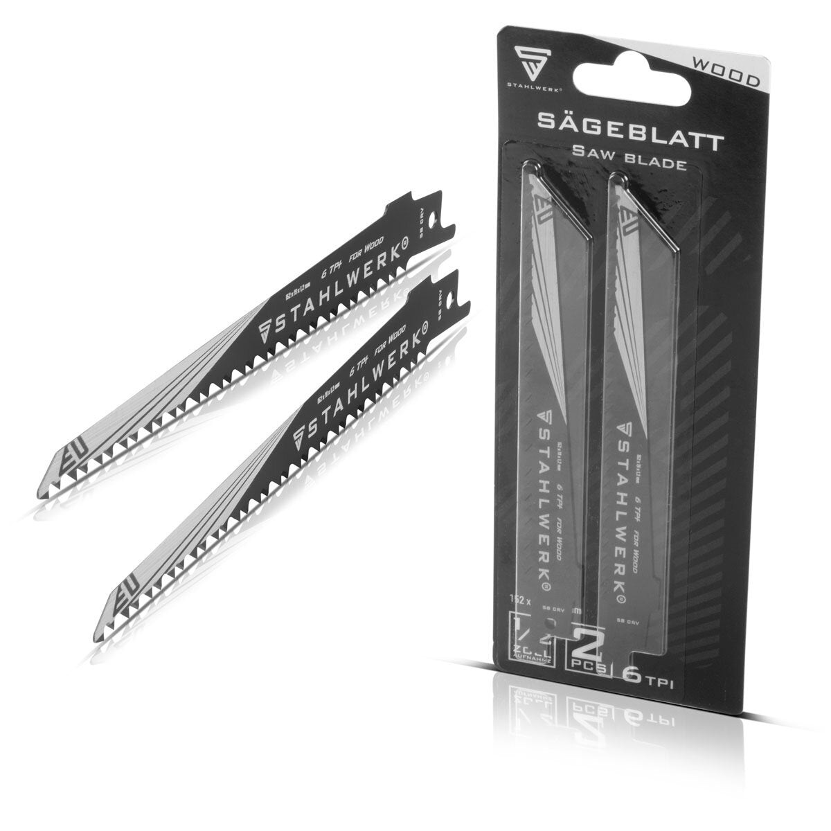 Steelworks Ahşap Tavan Bıçağı 2 Set 150 x 19 x 1.2 mm uzunluğunda Life Saber Suckeled | Kılıç Testereleri için 1/2 inç kayıt ve 6 TPI ile Kesi Bıçaklar | Recantanasaws | Bıçaklar