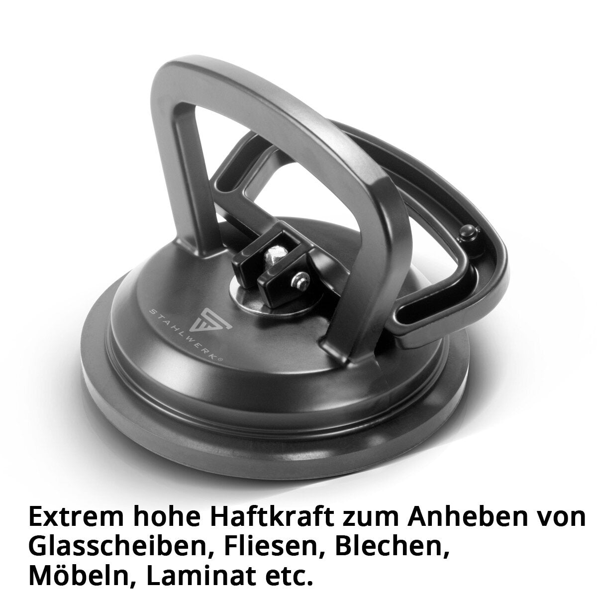 STAHLWERK Saugheber mit 50 kg Tragkraft und 12,5 cm | 5“ Durchmesser Vakuumheber | Glasheber | Fliesenheber | Scheibenheber | Saughalter | Sauggriff | Glassauger für Glas, Fliesen, Bleche, Möbel und Laminat