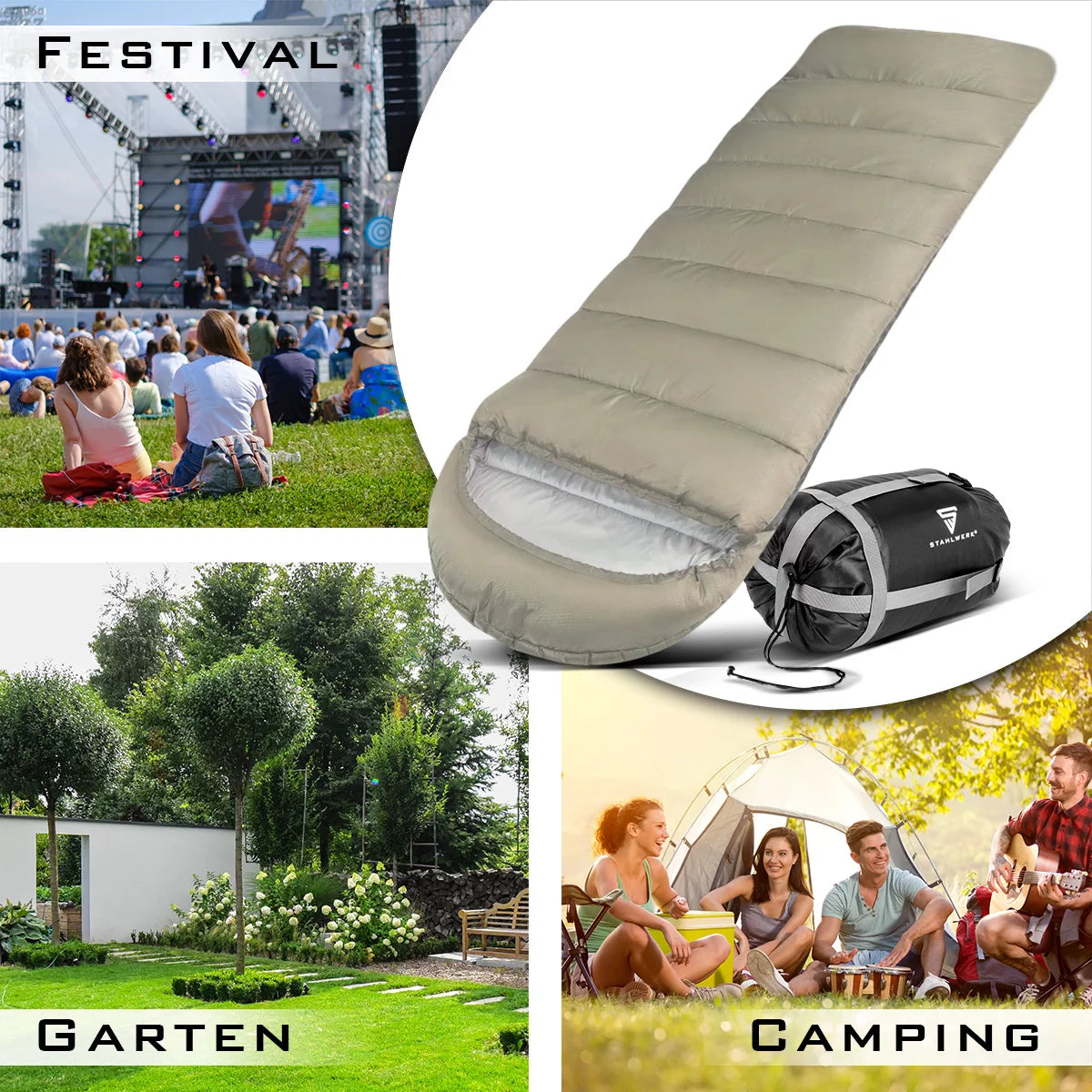 Steelworks sleeping bag SB-600 ST light outdoor sleeping bag up to 5 ° C | Filling 330g/m2 | Camping sleeping bag | Mummy sleeping bag | Travel sleeping bag | Trekking and hiking sleeping bag