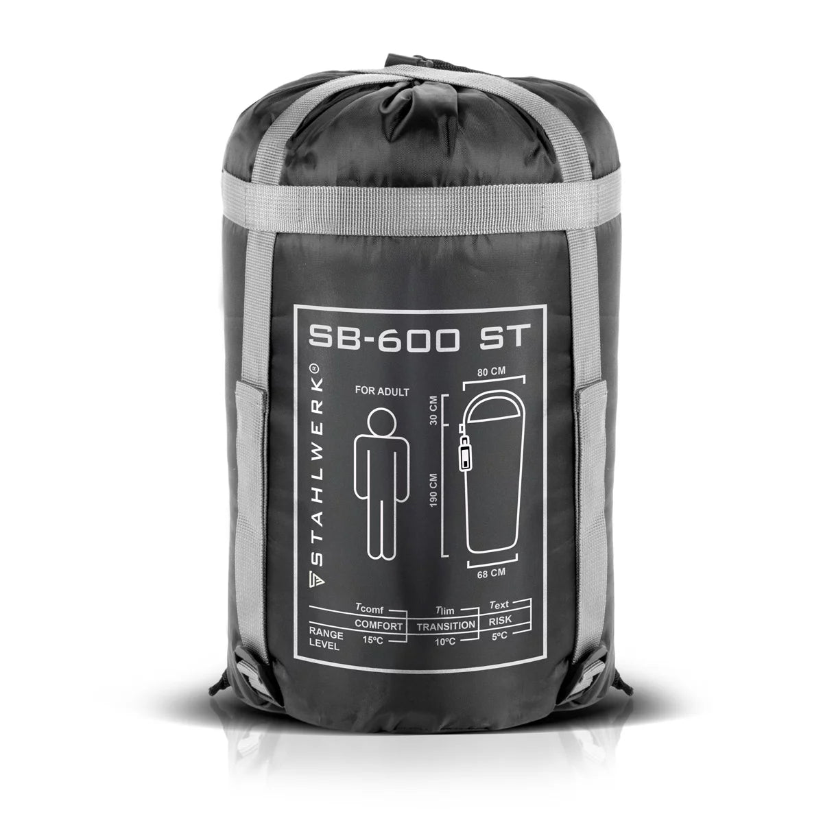 Steelworks sleeping bag SB-600 ST light outdoor sleeping bag up to 5 ° C | Filling 330g/m2 | Camping sleeping bag | Mummy sleeping bag | Travel sleeping bag | Trekking and hiking sleeping bag