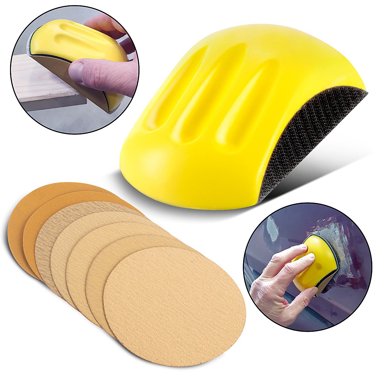 STAHLWERK Handschleifblock Set mit P80 | P100 | P120 | P150 | P180 | P240 | P320 Körnung, Schleifblock | Schleifschwamm | Handschleifer aus PU-Schaumstoff mit Klett-Schleifmittel 85 x 125 mm