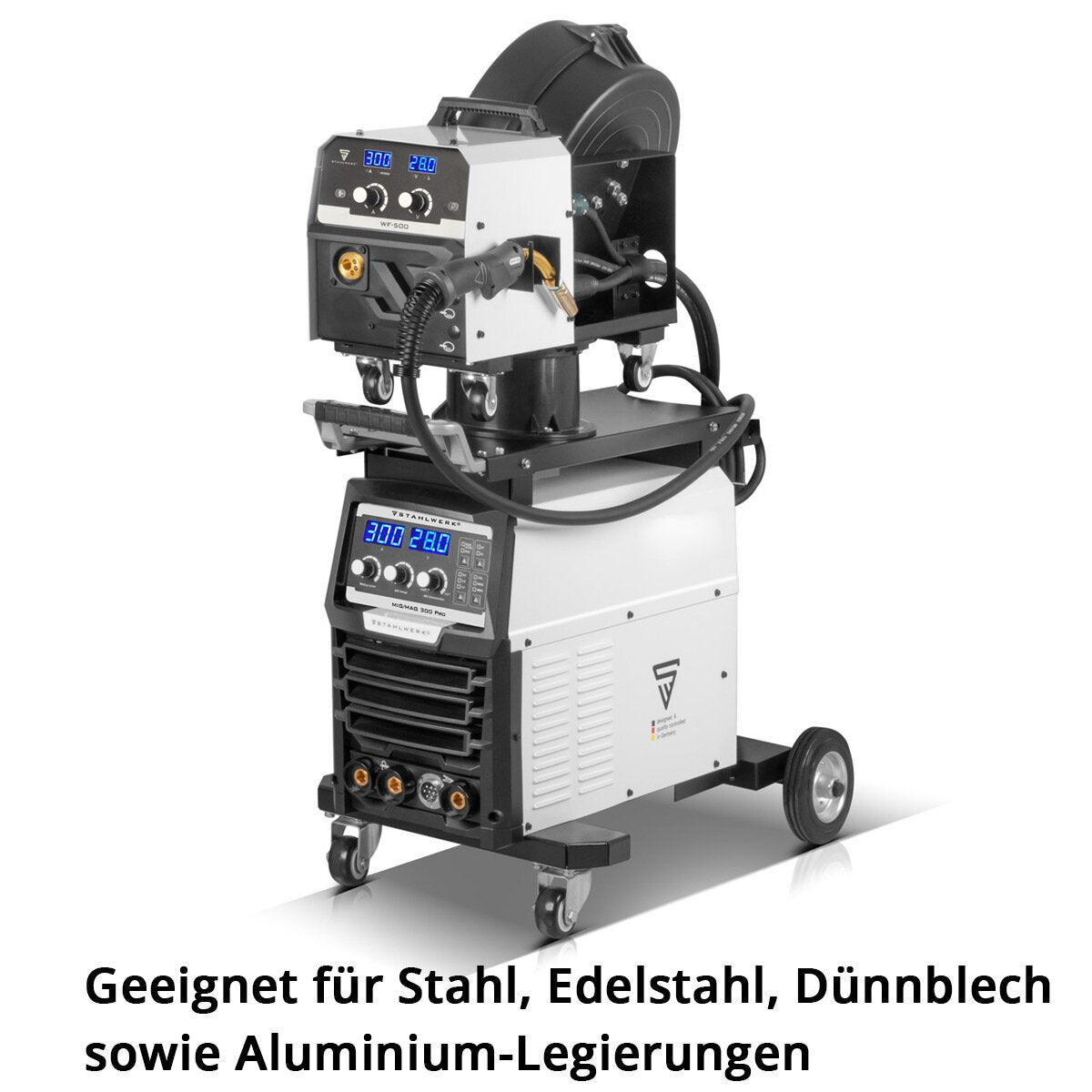 STAHLWERK Schweißgerät MIG MAG 300 Pro Vollsynergischer IGBT Inverter mit 300 A und Puls-Funktion 3-in-1 Kombi-Schweißanlage MIG MAG | MMA | Lift-TIG