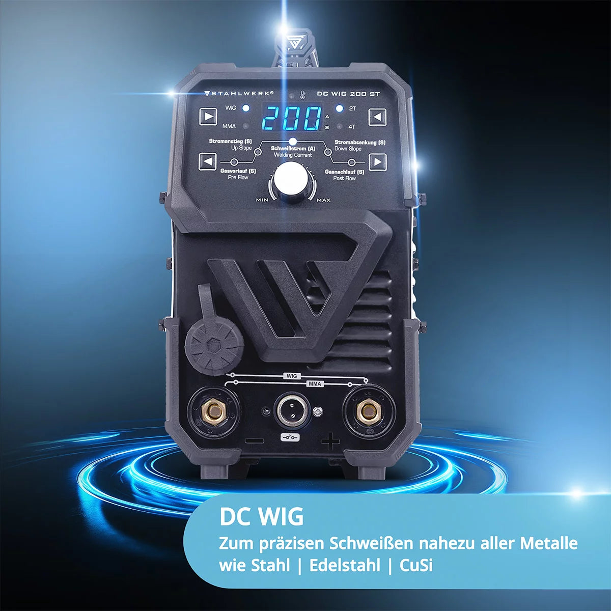 STAHLWERK DC TIG 200 ST 2026 | 2-in-1 combination welder | TIG MMA | 200 amps | HF ignition, hot start, anti-stick | For steel, stainless steel, copper, brass | Not suitable for aluminum