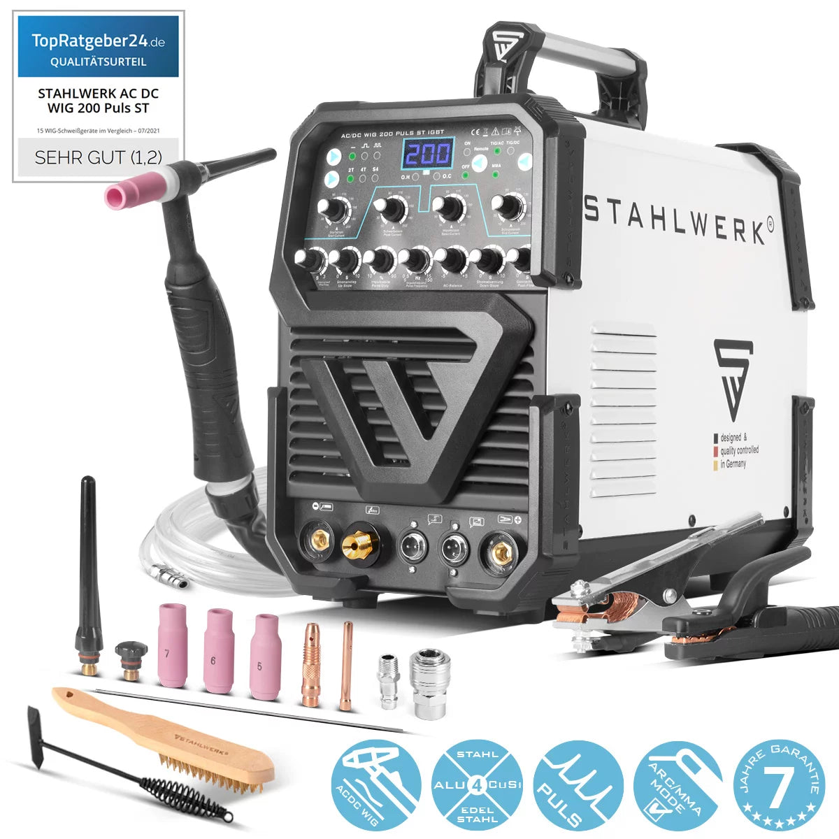 Saldatura in acciaio AC / DC WIG 200 Puls ST IGBT / 200 A WIG e MMA Wadering Machine con funzione di impulso / dispositivo di saldatura in alluminio