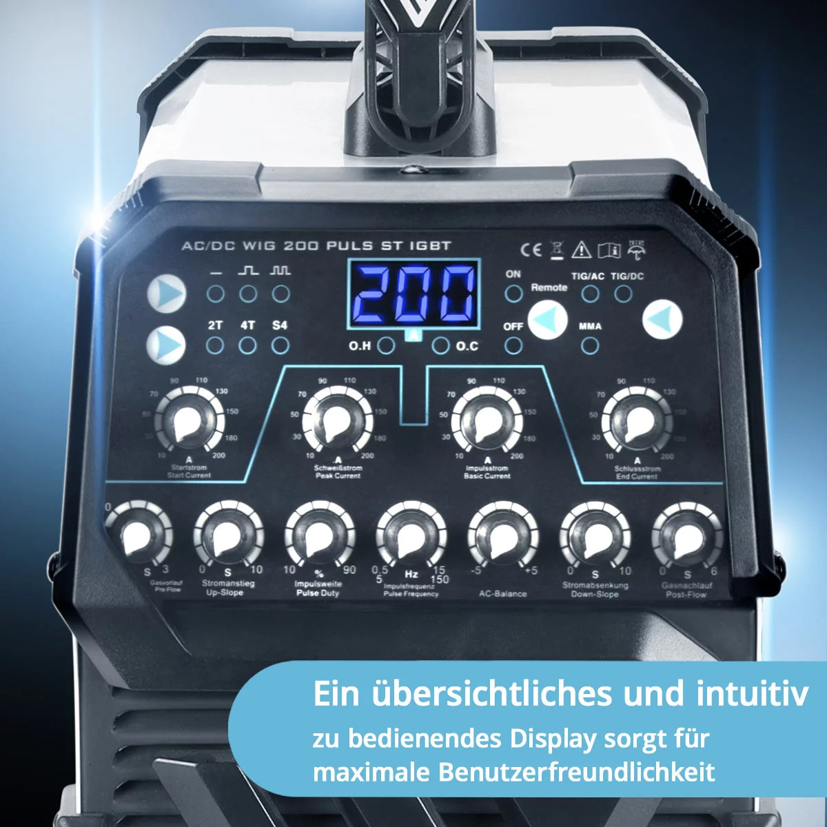 STAHLWERK Schweißgerät AC/DC WIG 200 Puls ST IGBT Vollausstattung / 200 A WIG & MMA Schweißgerät mit Pulsfunktion / Aluminium Schweißgerät