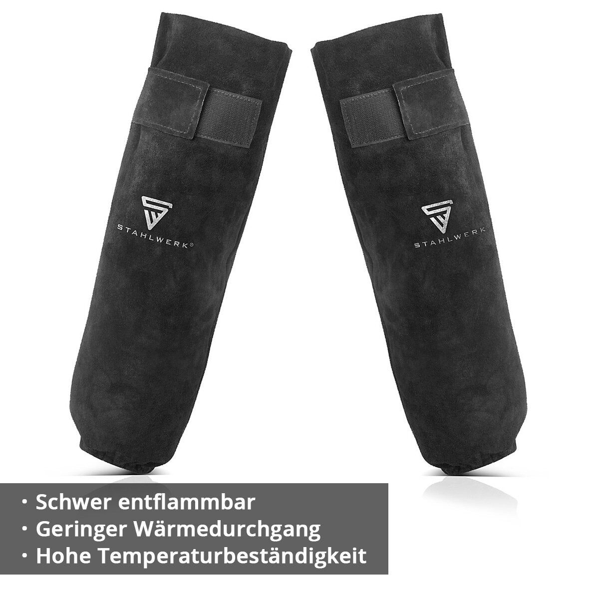 STAHLWERK Schweißerärmel | Schweißerstulpen | Schweißerschutzärmel | Schweißerarmschutz | Schweißerschutzkleidung mit Klettverschluss aus hochwertigem Spaltleder zum Schweißen und Plasmaschneiden
