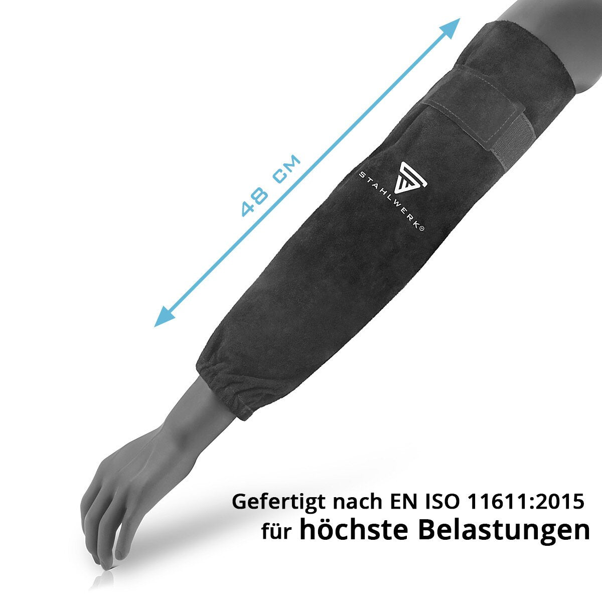 STAHLWERK Schweißerärmel | Schweißerstulpen | Schweißerschutzärmel | Schweißerarmschutz | Schweißerschutzkleidung mit Klettverschluss aus hochwertigem Spaltleder zum Schweißen und Plasmaschneiden