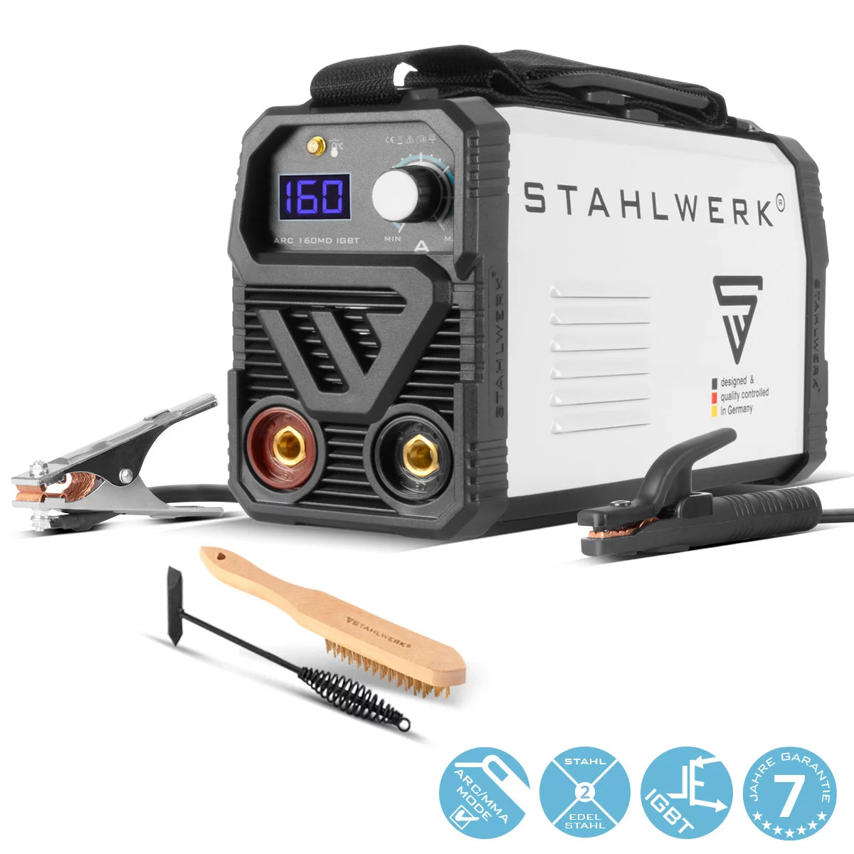STAHLWERK ARC 160 MD Schweißgerät - DC MMA | E-Hand | Lift-TIG Inverter mit 160 Ampere, IGBT Technologie und Single-Board, 7 Jahre Hersteller-Garantie