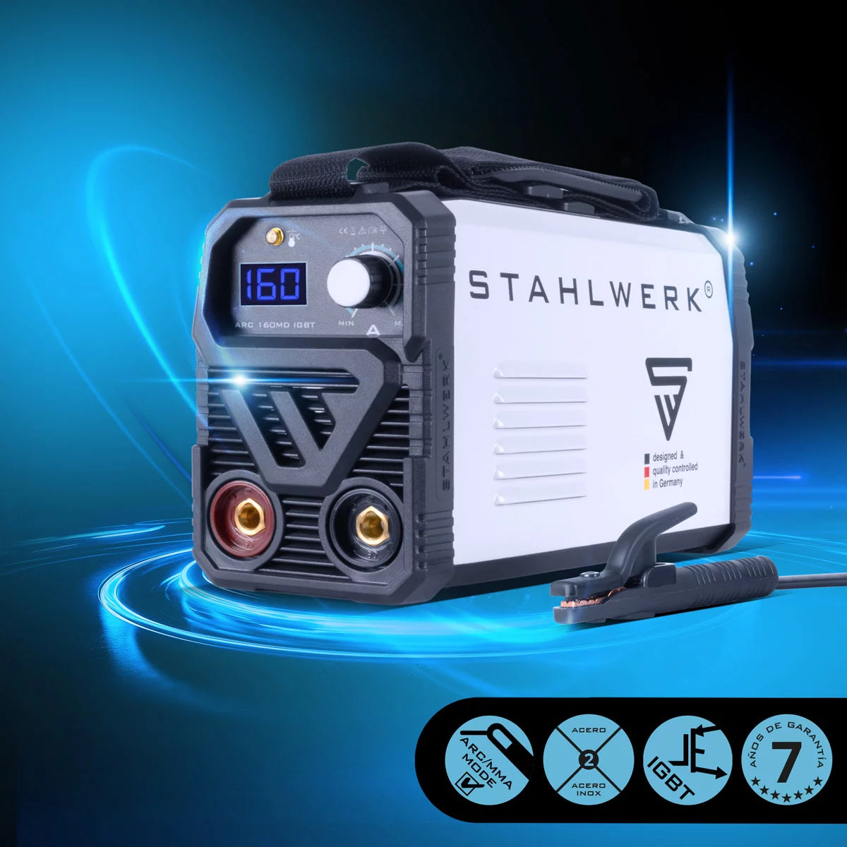 STAHLWERK ARC 160 MD Schweißgerät - DC MMA | E-Hand | Lift-TIG Inverter mit 160 Ampere, IGBT Technologie und Single-Board, 7 Jahre Hersteller-Garantie