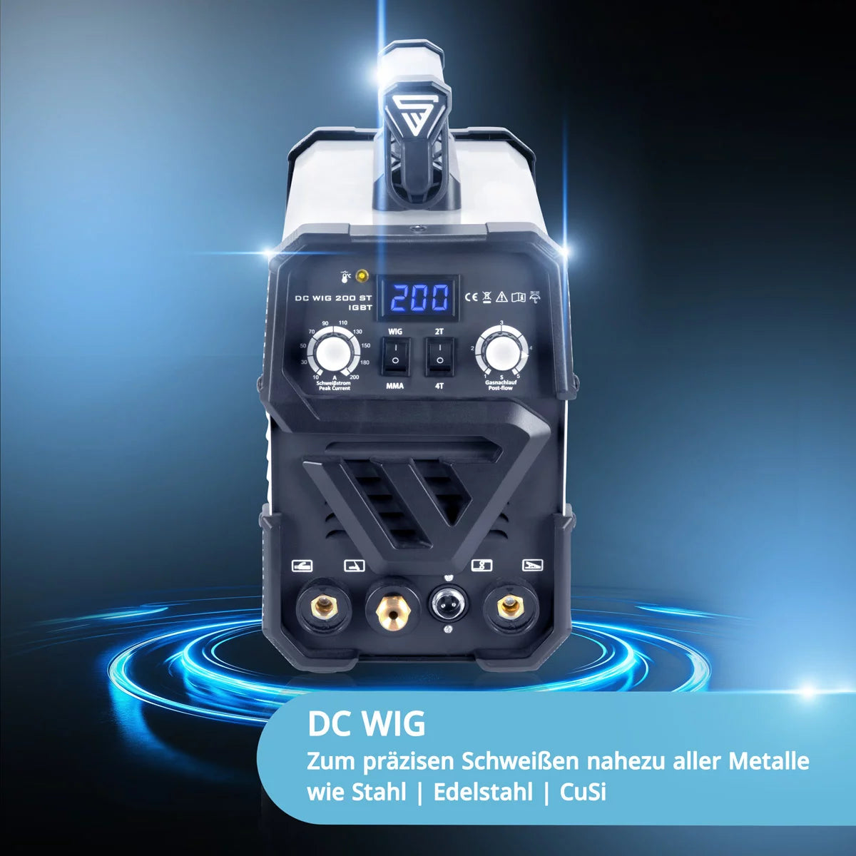 STAHLWERK DC WIG 200 ST IGBT - Vollaustattung Set - Kombi WIG Schweißgerät mit 200 A und MMA, Schweißen von Stahl, Edelstahl uvm. (kein ALU-Schweißen)