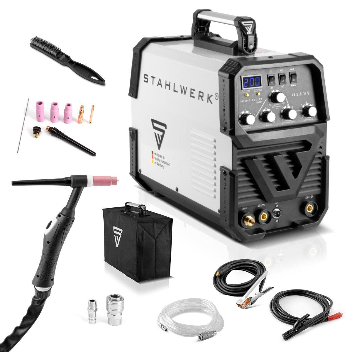 STAHLWERK Schweißgerät AC/DC WIG 200 ST IGBT / Kombischweißgerät / Kombi Schweißanlage mit 200 A WIG & MMA, Alu geeignet