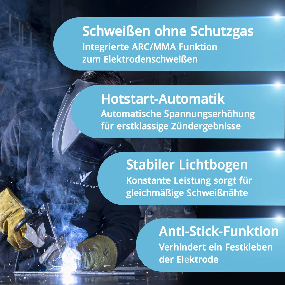 STAHLWERK Schweißgerät AC/DC WIG 200 ST IGBT / Kombischweißgerät / Kombi Schweißanlage mit 200 A WIG & MMA, Alu geeignet