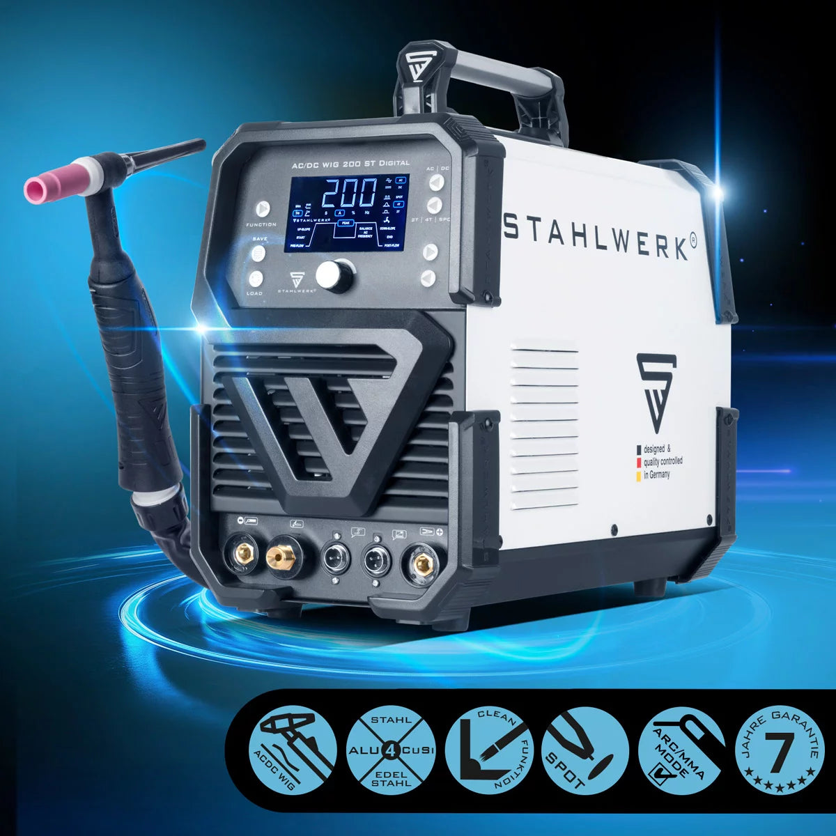 Welding Machine di acciaio AC/DC WIG 200 St Digital | Dispositivo di saldatura combinato | Funzione spot | Sistema di saldatura combinata | Wig MMA inverter con funzionalità integrata con funzione pulita integrata