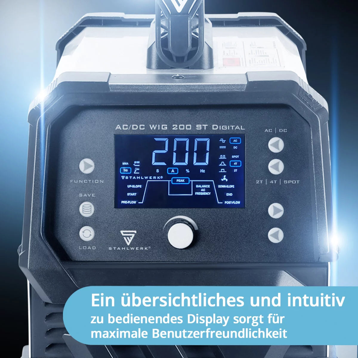 Steelworks Kaynak Makinesi AC/DC WIG 200 ST Dijital | Combi Kaynak Cihazı | Spot Fonksiyon | Combi Kaynak Sistemi | Entegre temiz fonksiyonlu 200 A ile alu-uygun peruk mma inverter
