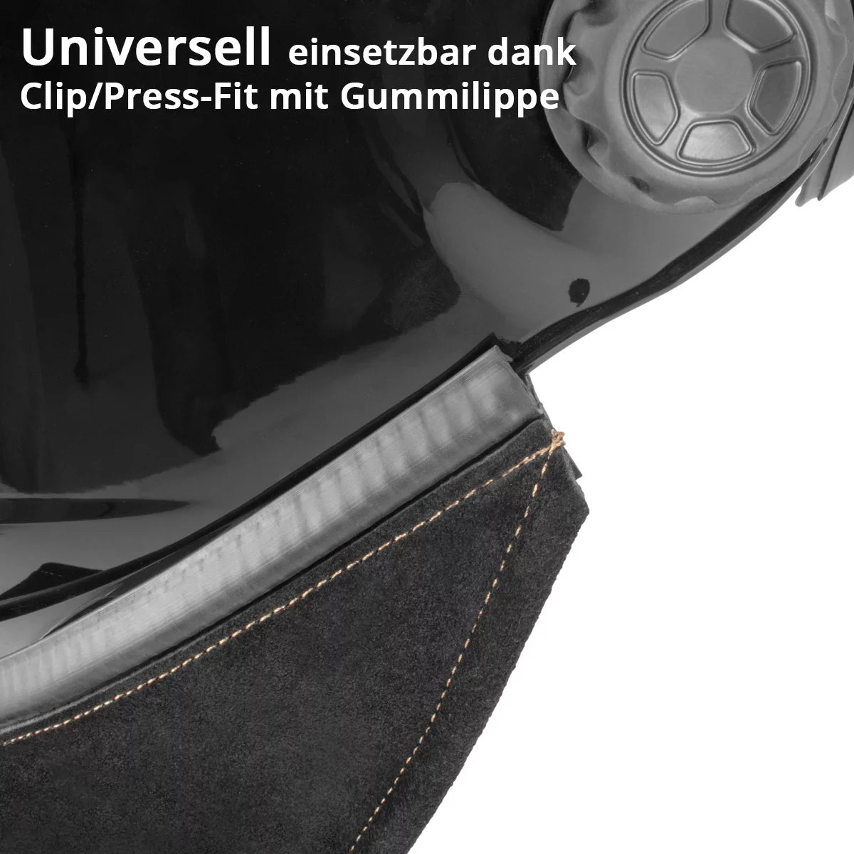 STAHLWERK Leder Hals- und Brustschutz für Schweißhelme | Universell nutzbarer Spritzer-, Funken- und UV-Schutz | Einfache Montage | Hochwertige Verarbeitung | Clip/Press-Fit