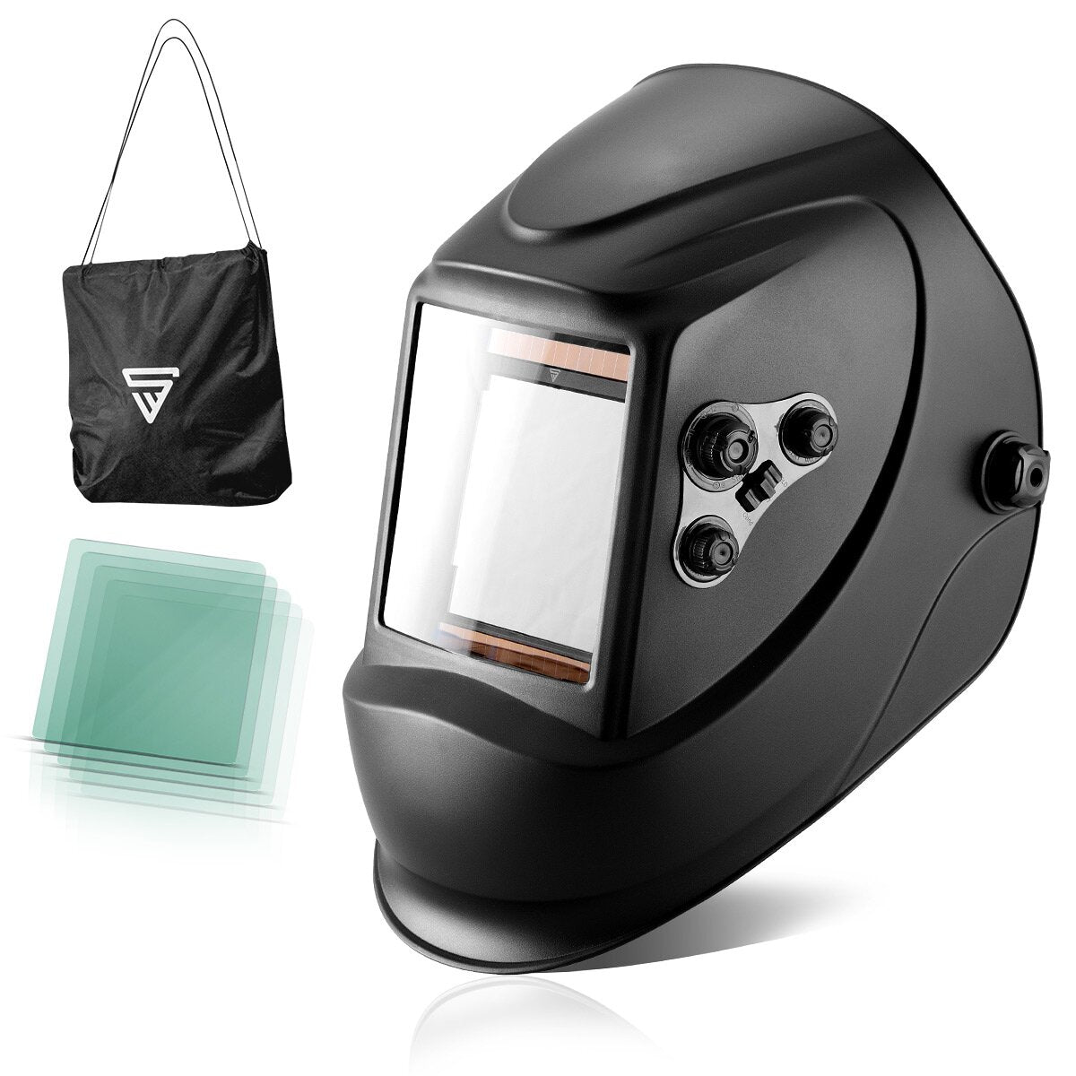 STAHLWERK Vollautomatik Schweißhelm ST-900 X mit 3 in 1 Funktion inkl. 5 Ersatzscheiben & Aufbewahrungstasche, schwarz matt