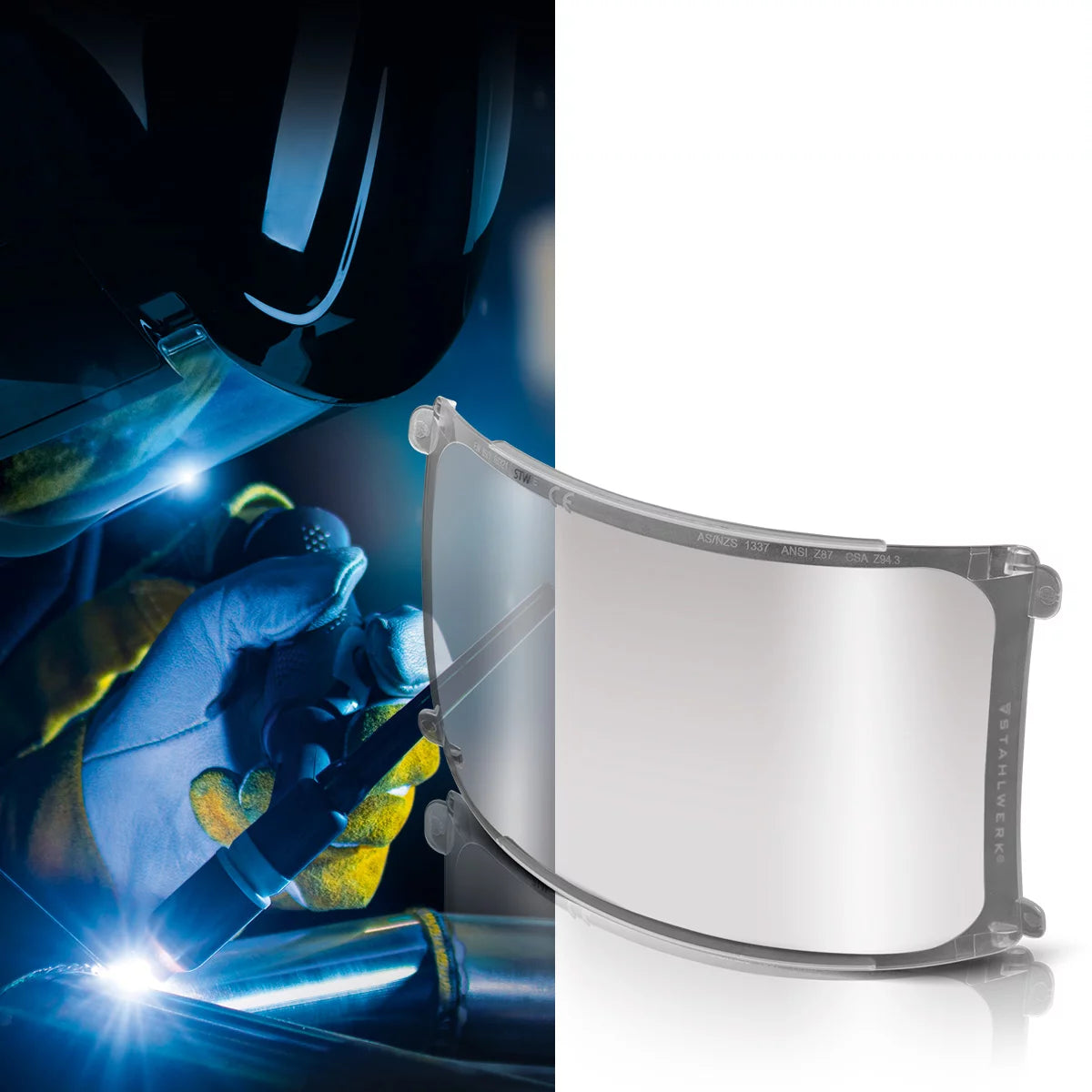 STAHLWERK Schweißhelm Vorsatzscheiben 6er Set | Ersatzgläser innen und außen | Schweißschutzglas | Visierglas | Schutzglas nach EN ISO 16321 | Ersatzscheiben für den Vollautomatik Schweißhelm BULLET