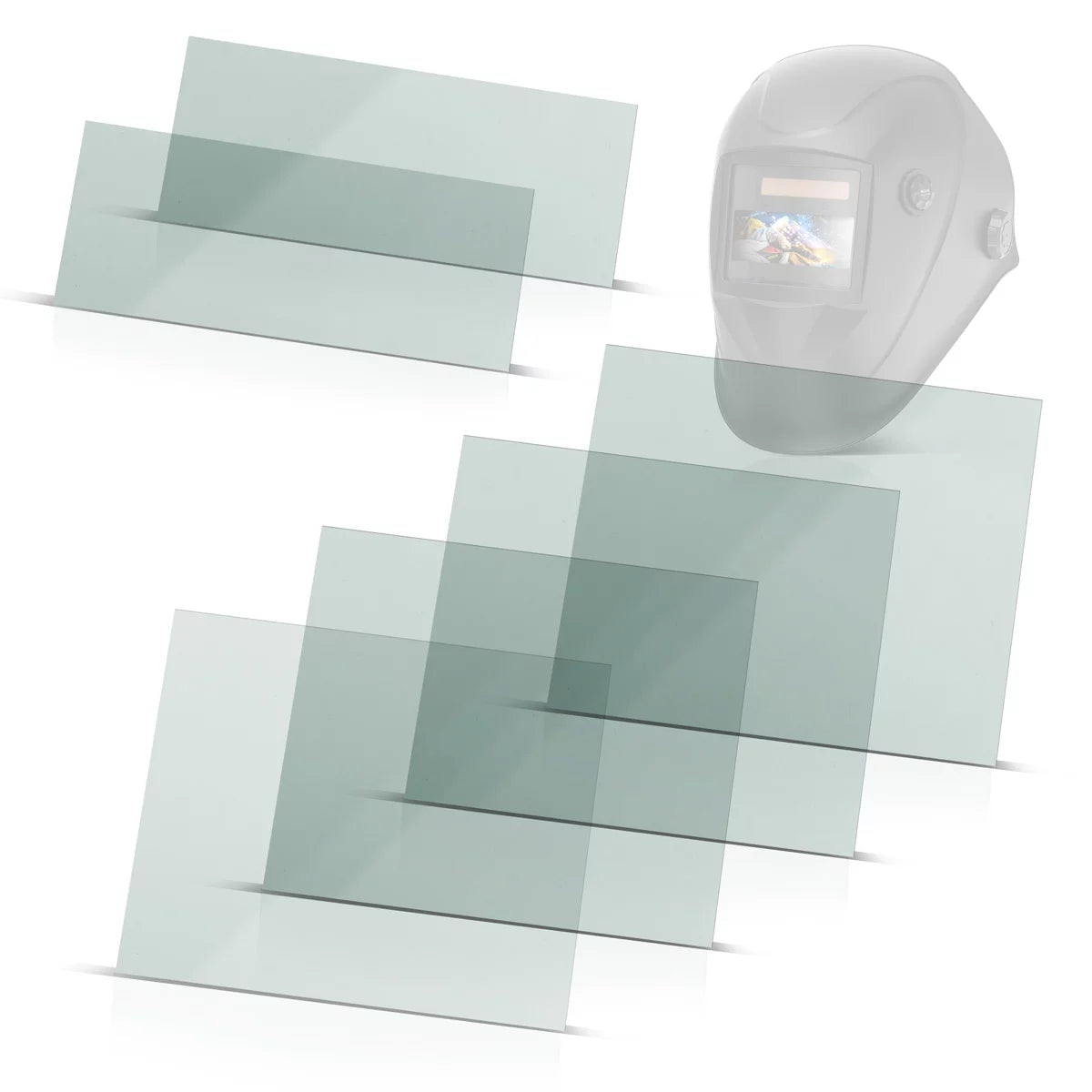 STAHLWERK Schweisshelm Vorsatzscheiben 6er Set | Ersatzgläser innen und aussen | Schweissschutzglas | Visierglas | Schutzglas nach EN ISO 16321 | Ersatzscheiben für den Vollautomatik Schweisshelm WORKER