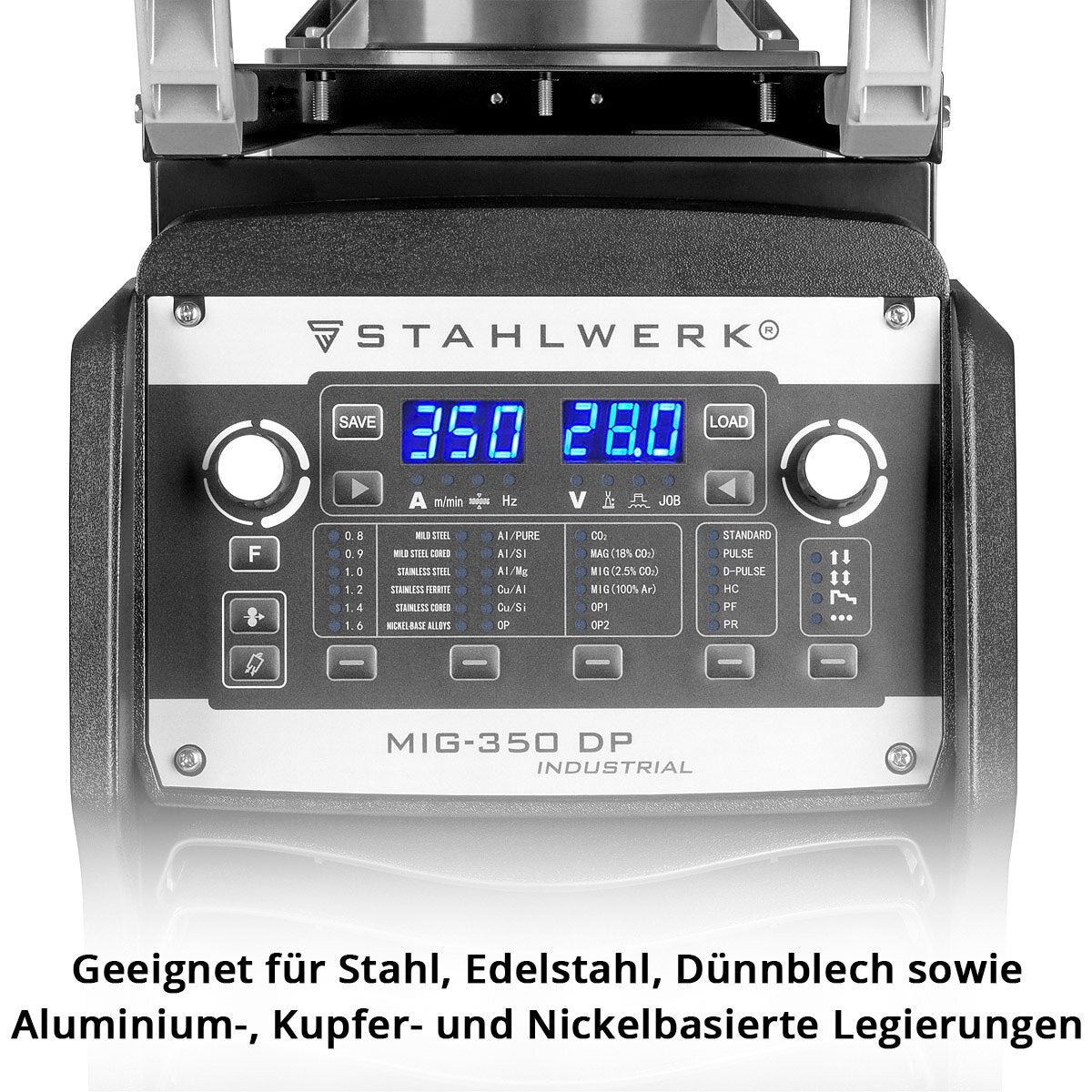 STAHLWERK Industrie-Schweißgerät MIG MAG 350 DP Vollsynergischer, wassergekühlter IGBT Inverter mit 350 A und Spot-Funktion, MIG MAG Schweißanlage mit Puls | Doppelpuls | High-Speed Puls