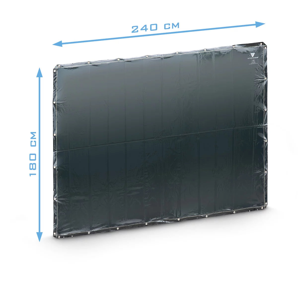 STAHLWERK Schweißschutzvorhang 240 x 180 cm | Schweißvorhang aus UV-resistentem Vinyl-Kunststoff | Extradunkel | DIN EN ISO 25980 | Effektiver Schutz bei Schweiß-, Schneid- und Schleifarbeiten