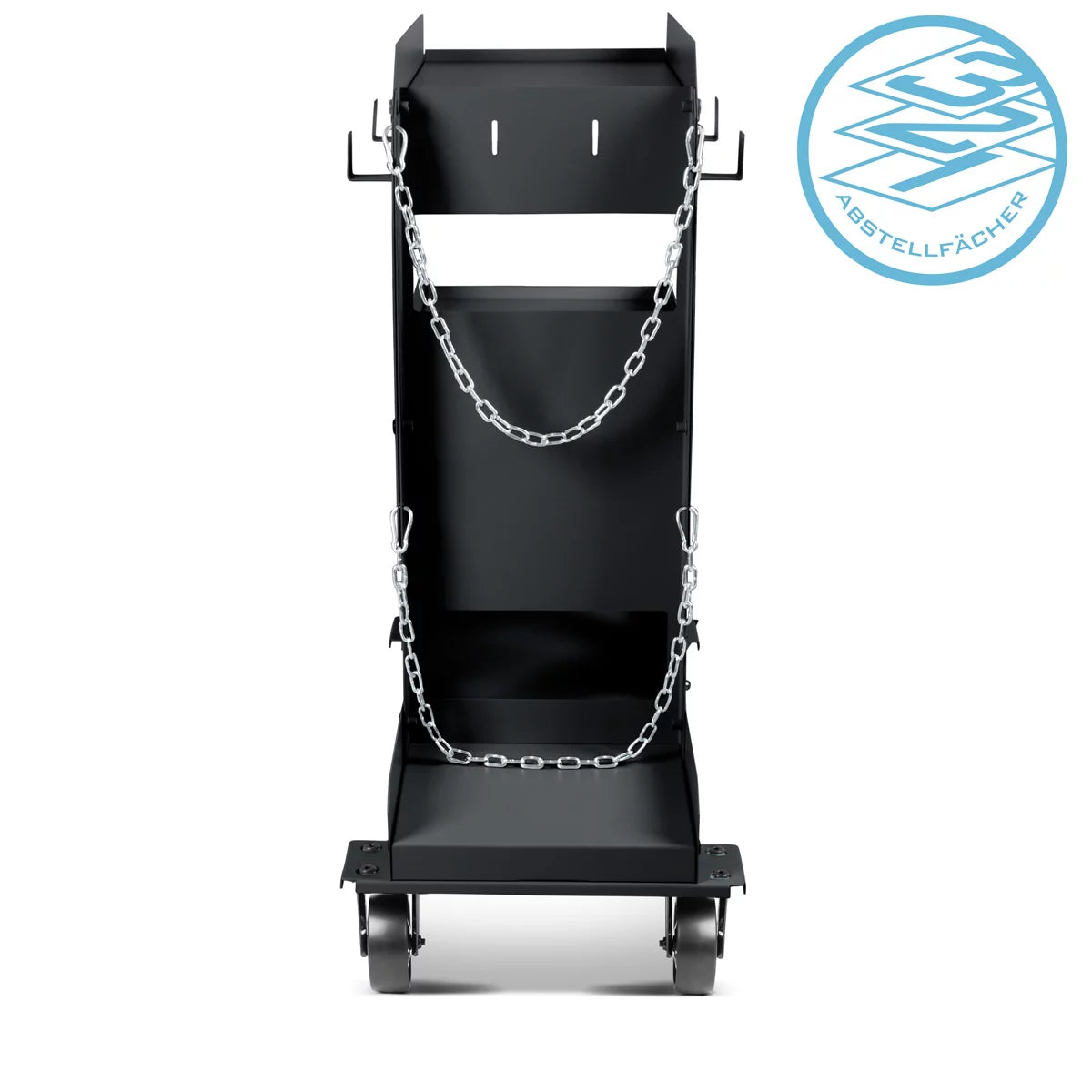 STAHLWERK Schweißwagen SW-800-ST mit 1,5 mm Wandstärke | Longlife-Gummirollen | Gerätewagen für Schweißgeräte und Plasmaschneider mit Kabel- und Schlauchhalterung sowie Kettensicherung für Gasflaschen