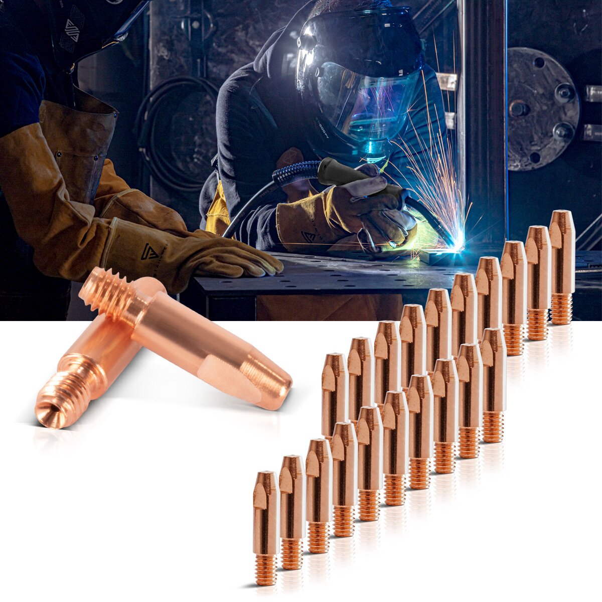 Steelworks 20 Set Ak25 | MB25 | KD24 | Ugelli elettrici MB24 | Onici di contatto per l'alluminio M6X28 in parti di usura Mig Mig da 1,0 mm Set | Accessori per saldatura per bruciatori di saldatura