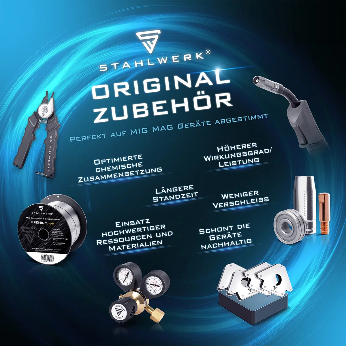 Stahlwerk Mig Mag Premium Welding Wire ER70S-6 SG2 Ø 1,0 mm S200 / D200 Rouleau de fil 5 kg