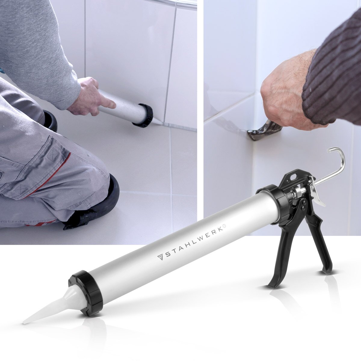 Pistolet en silicone en silicone SP-600 ST 600 ML CARTRIDE PRAIS / CARTRIDGE FAUX D'Aluminium stable pour les cartouches et les sacs pour le silicone et l'application des matériaux adhésifs et d'étanchéité