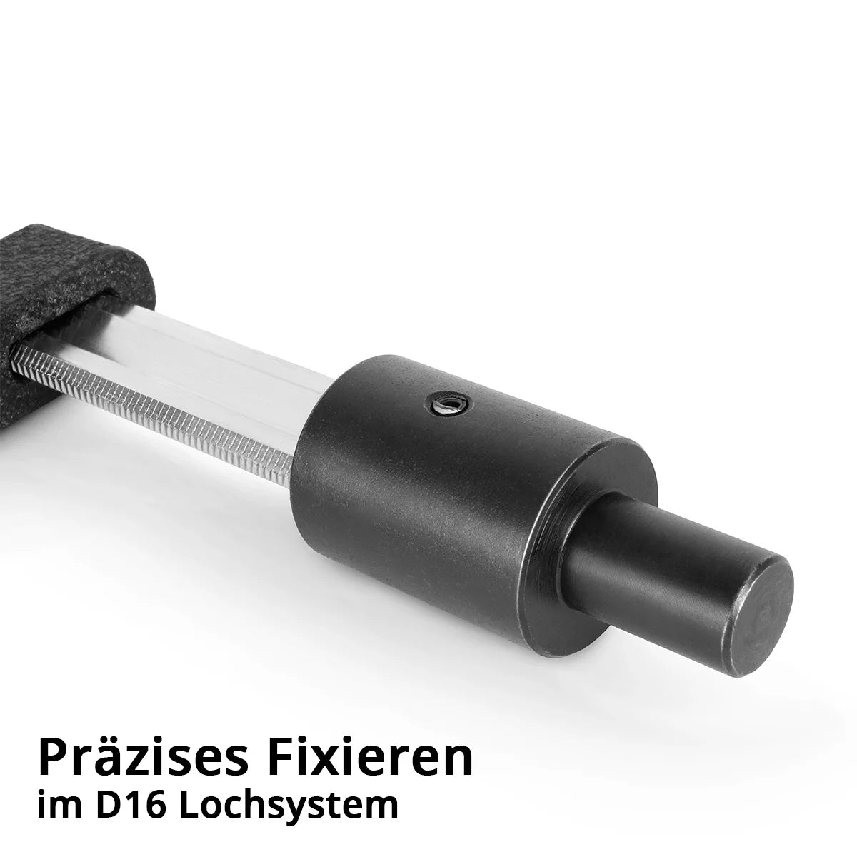 STAHLWERK Spannzwinge für Schweißtische| F-Clamp mit Spannbereich 80 x 200 mm| D 16 Lochsystem | Fixiert Werkstücke sicher | Vernickelter Schaft | Profil-Führungsschiene | Vollgummierter Knebelgriff
