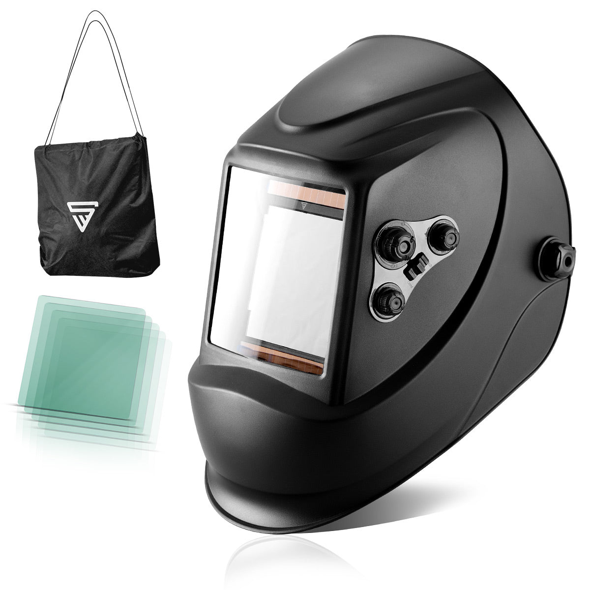STAHLWERK Vollautomatik Schweißhelm ST-900 X mit 3 in 1 Funktion inkl. 5 Ersatzscheiben & Aufbewahrungstasche, schwarz matt