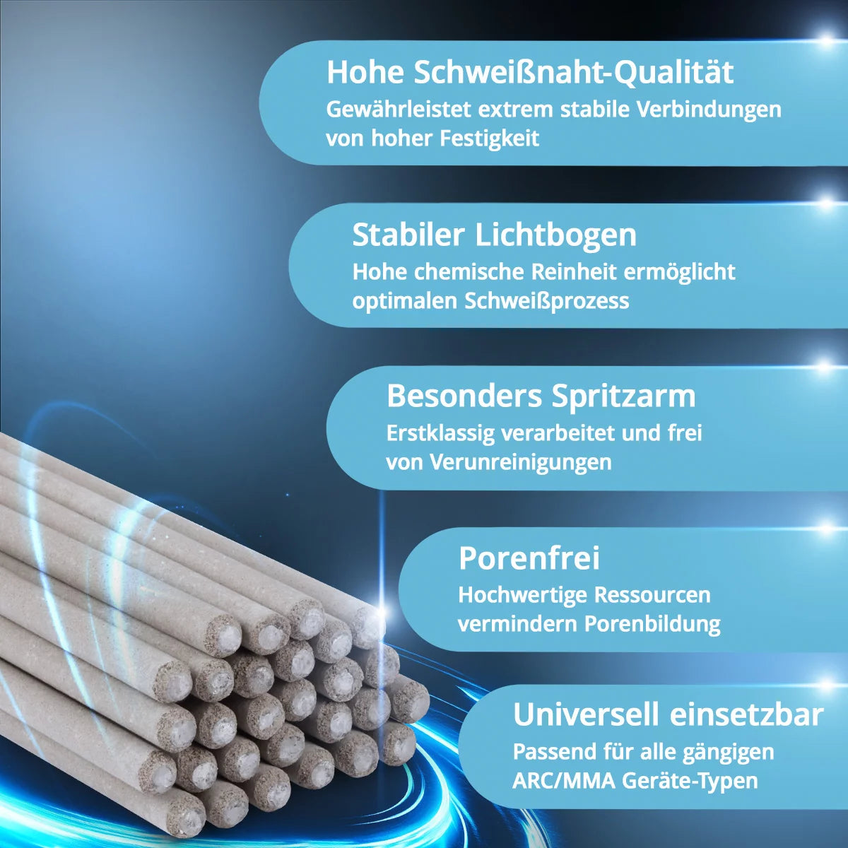 STAHLWERK stick electrodes AWS E6013RR thick rutile coated 3.2 x 350 mm, welding current 90-130 A, high chemical purity, 2 kg MMA ARC