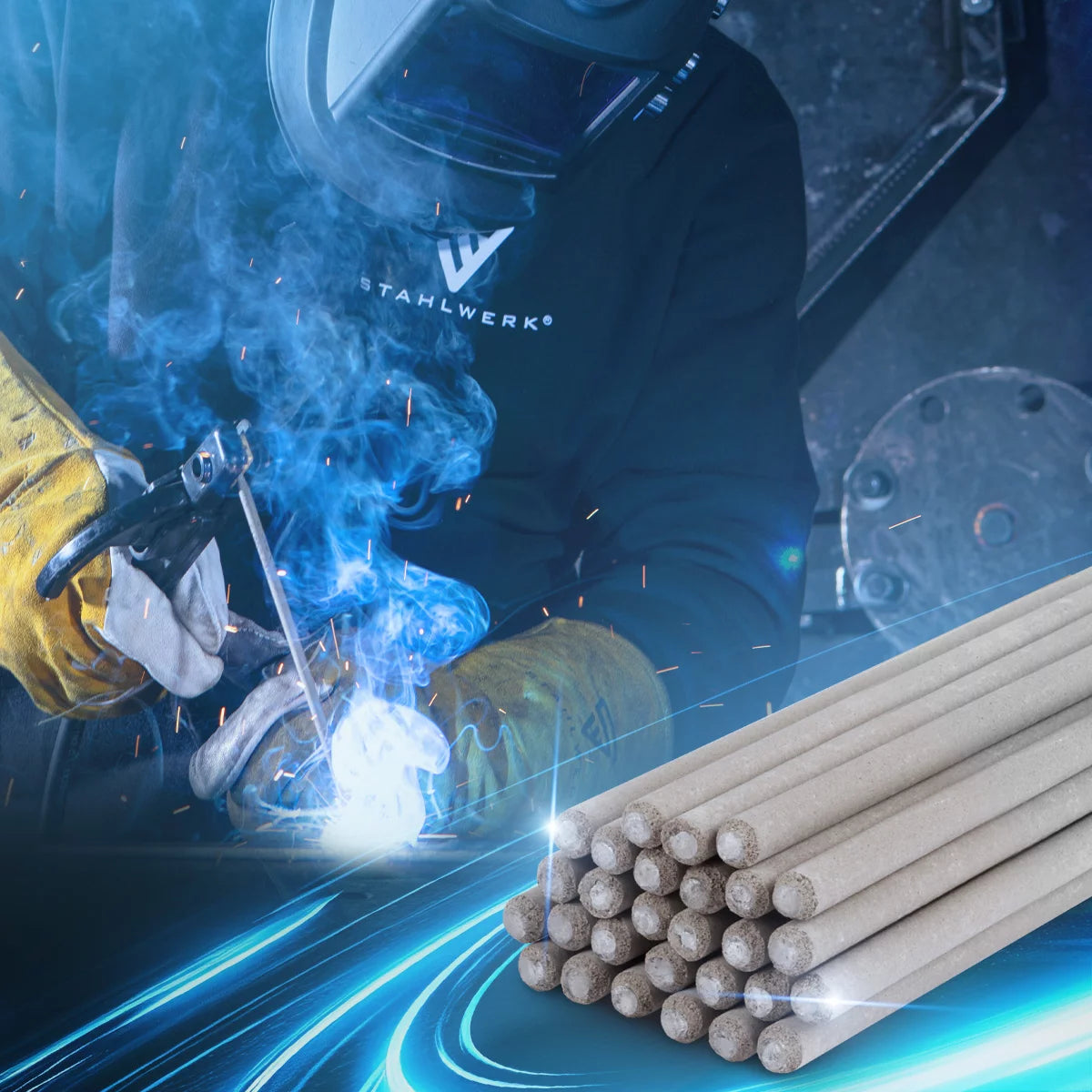 STAHLWERK stick electrodes AWS E6013RR thick rutile coated 3.2 x 350 mm, welding current 90-130 A, high chemical purity, 2 kg MMA ARC