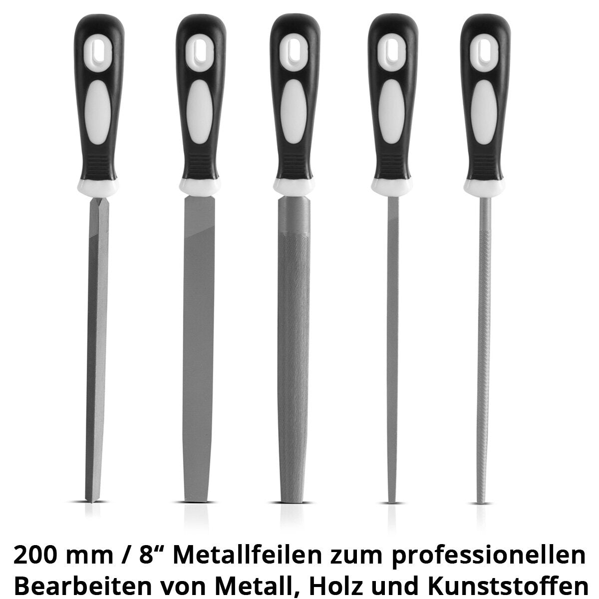 Fichiers en acier Stahlwerk 5 Set 200 mm | 8 "Fichiers Raspeln | Métal | Fichiers d'atelier | Ensemble de fichiers pour l'édition professionnelle en métal, en bois et plastique