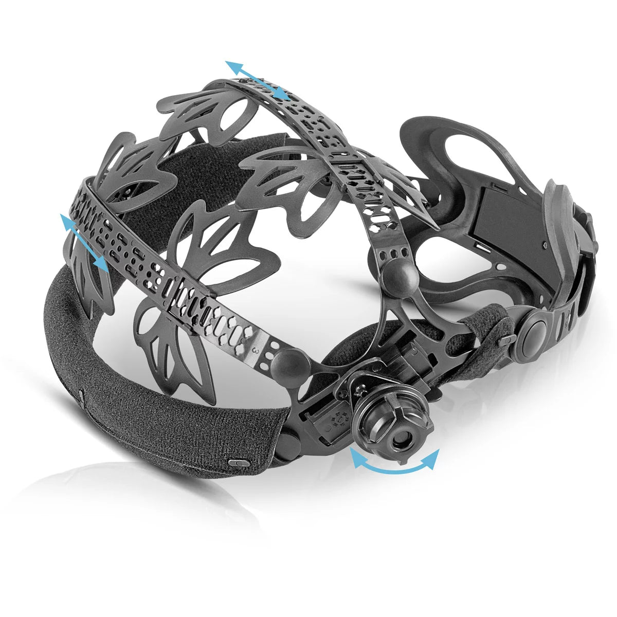 Steelworks headband for welding helmets made of high quality plastic, ergonomic fit, with integrated head cushion, individually customizable