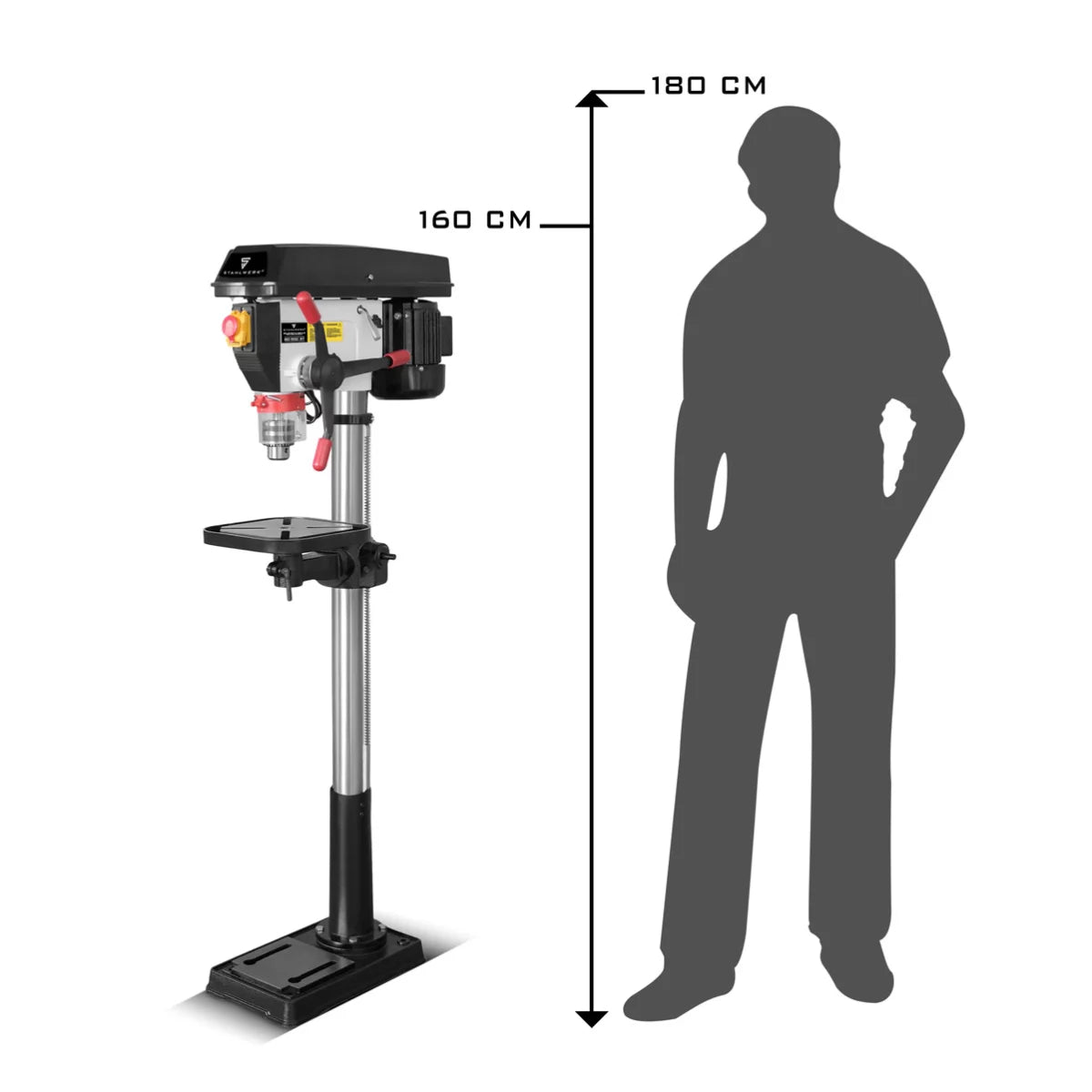 STAHLWERK BD-900 ST sütunlu delme makinesi | Kendin Yap meraklıları ve metal yapılar için 900 Watt'lık güçlü matkap | Delme çapı Ø 20 mm | 280 - 2.380 dev/dak | Sağlam matkap masası ve metal taban
