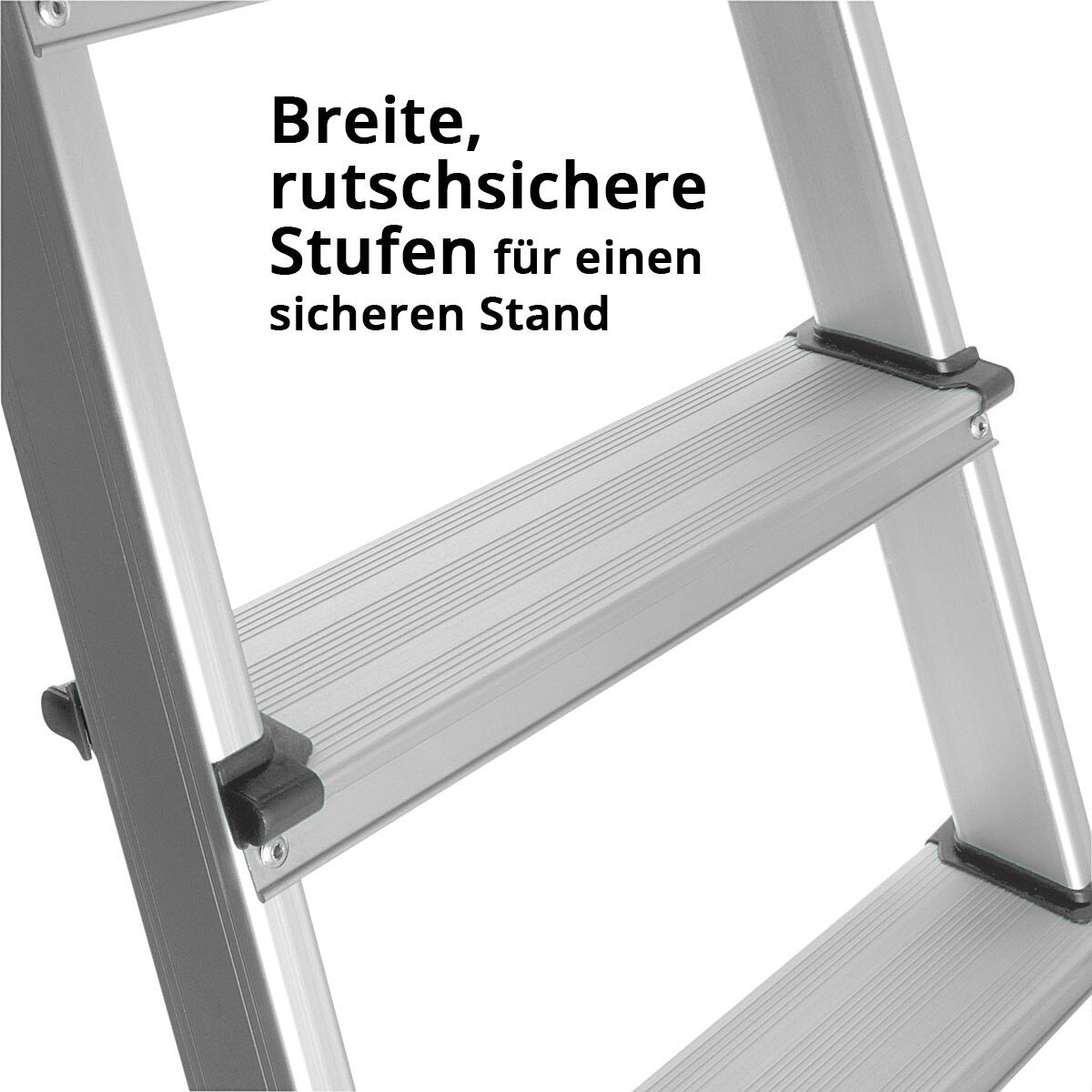 STAHLWERK Stehleiter HL-4 ST 150 kg, 4 Stufen, Standhöhe 78 cm, Aluminium Leiter / Klappleiter / Trittleiter / Mehrzweckleiter mit rutschfesten Sprossen inklusive 7 Jahre Hersteller-Garantie