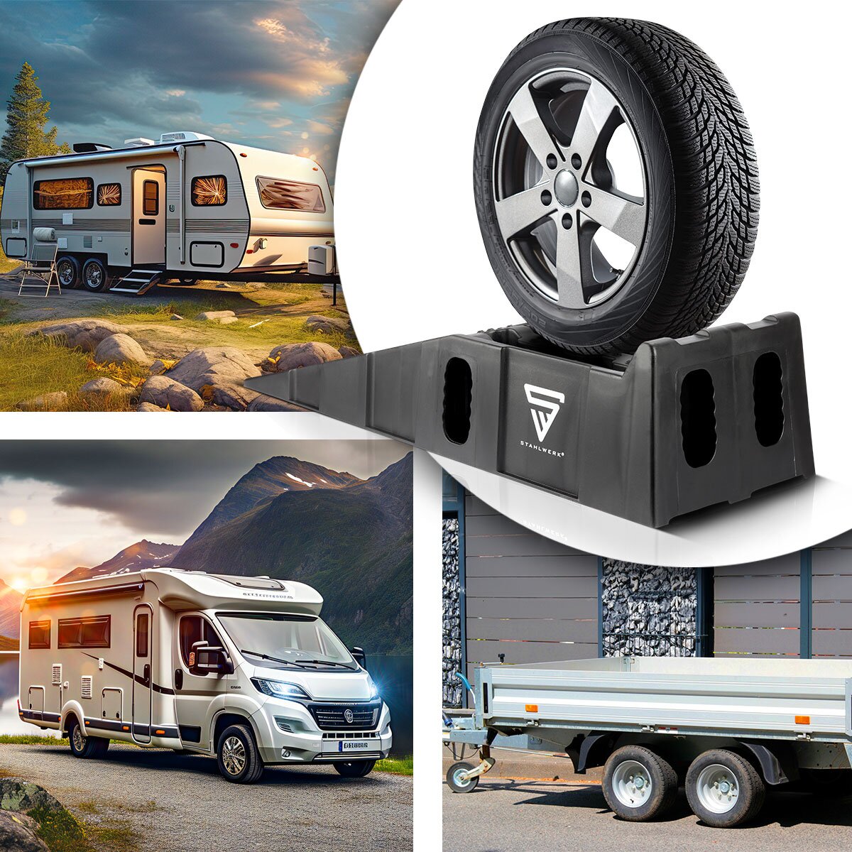 Çelik mekanizma Adım Kama GT-15 ST 2 SET 6 T Yük Kapasitesi 905 x 330 x 215 mm Yetiştirme Kama | Leglege Kama | Rampa rampası | Ters Pişirme | Motorum, karavan, karavan veya römork için tazminat kama