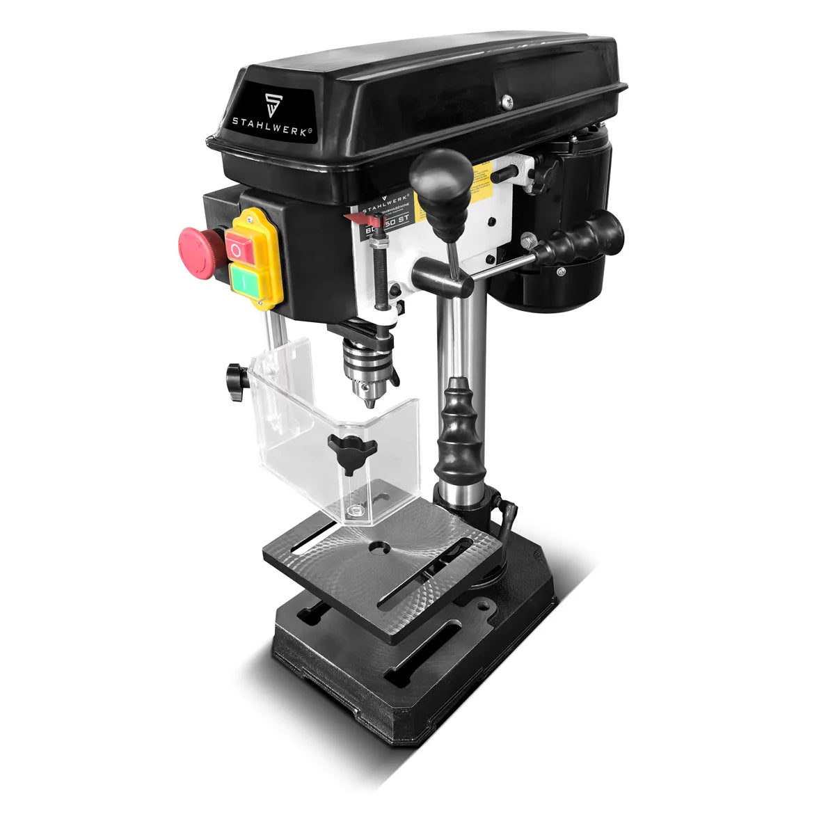 STAHLWERK BD-350 ST column drilling machine | Precise Bench Drill 350W for DIY, Metal Construction | Drilling diameter Ø 13 mm | 620 - 2,620 rpm | Robust drilling table and metal base for stability