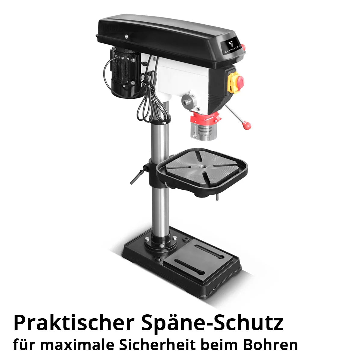 Taladro STAHLWERK BD-550 ST | Robusto taladro de columna de 550 W para bricolaje y construcción metálica | Diámetro de perforación Ø 16 mm | 200 - 2.800 rpm | Mesa de perforación robusta y base metálica para mayor estabilidad.