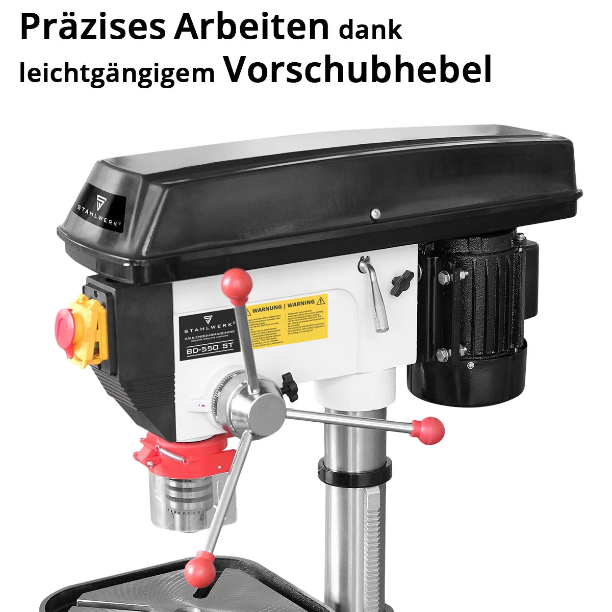 STAHLWERK BD-550 ST Standbohrmaschine | Robuste Säulenbohrmaschine mit 550 W für Heimwerker, Metallbau | Bohrdurchmesser Ø 16 mm | 200 - 2.800 U/min |Robuster Bohrtisch und Metallfuss für stabilen Stand