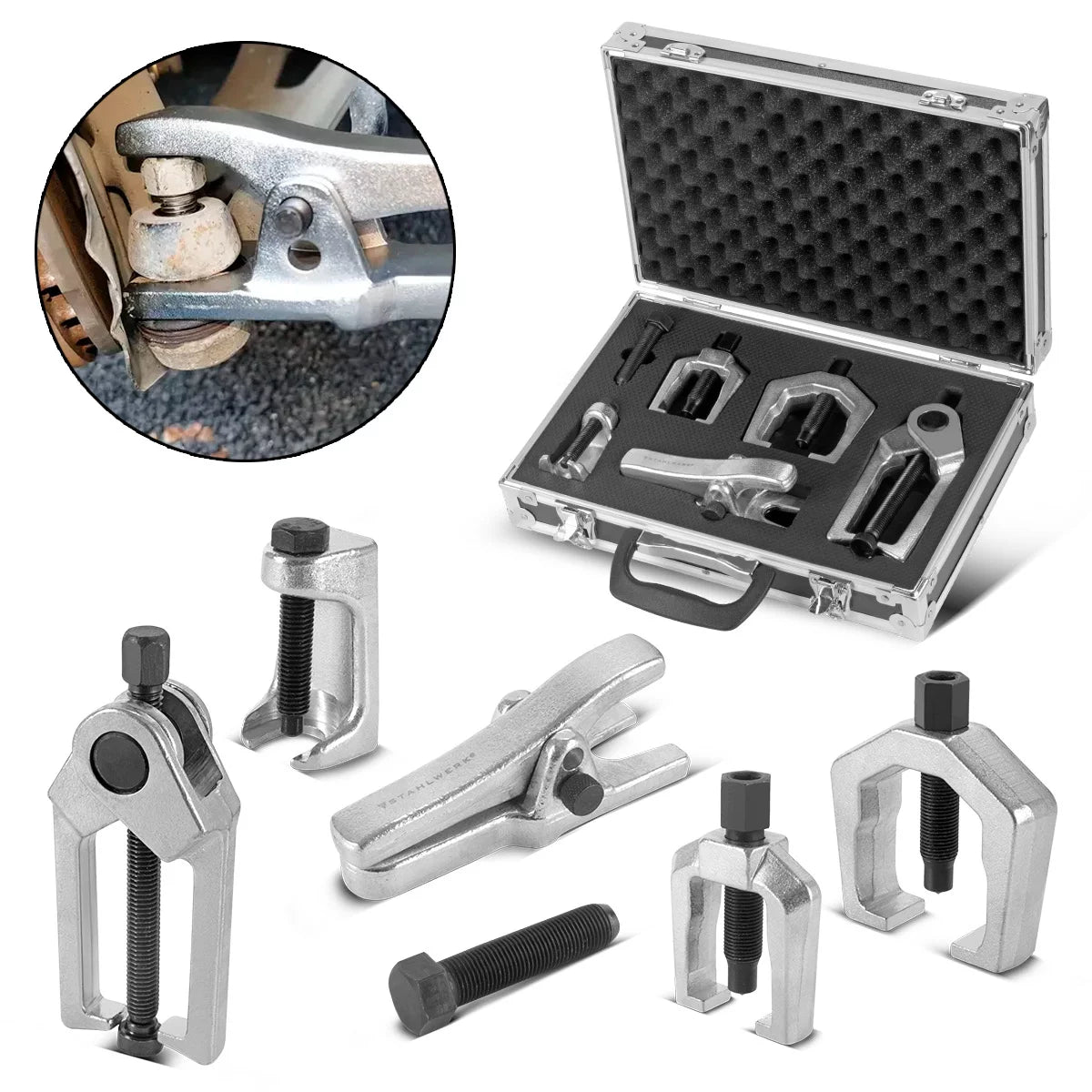 Steelworks Support Conjunta-Pull-Down Set 5 piezas Presser de unión de bola | Puller de barra de ortografía | Unión Bolt Impresor | Trot Joint Tool | Herramienta especial para coche