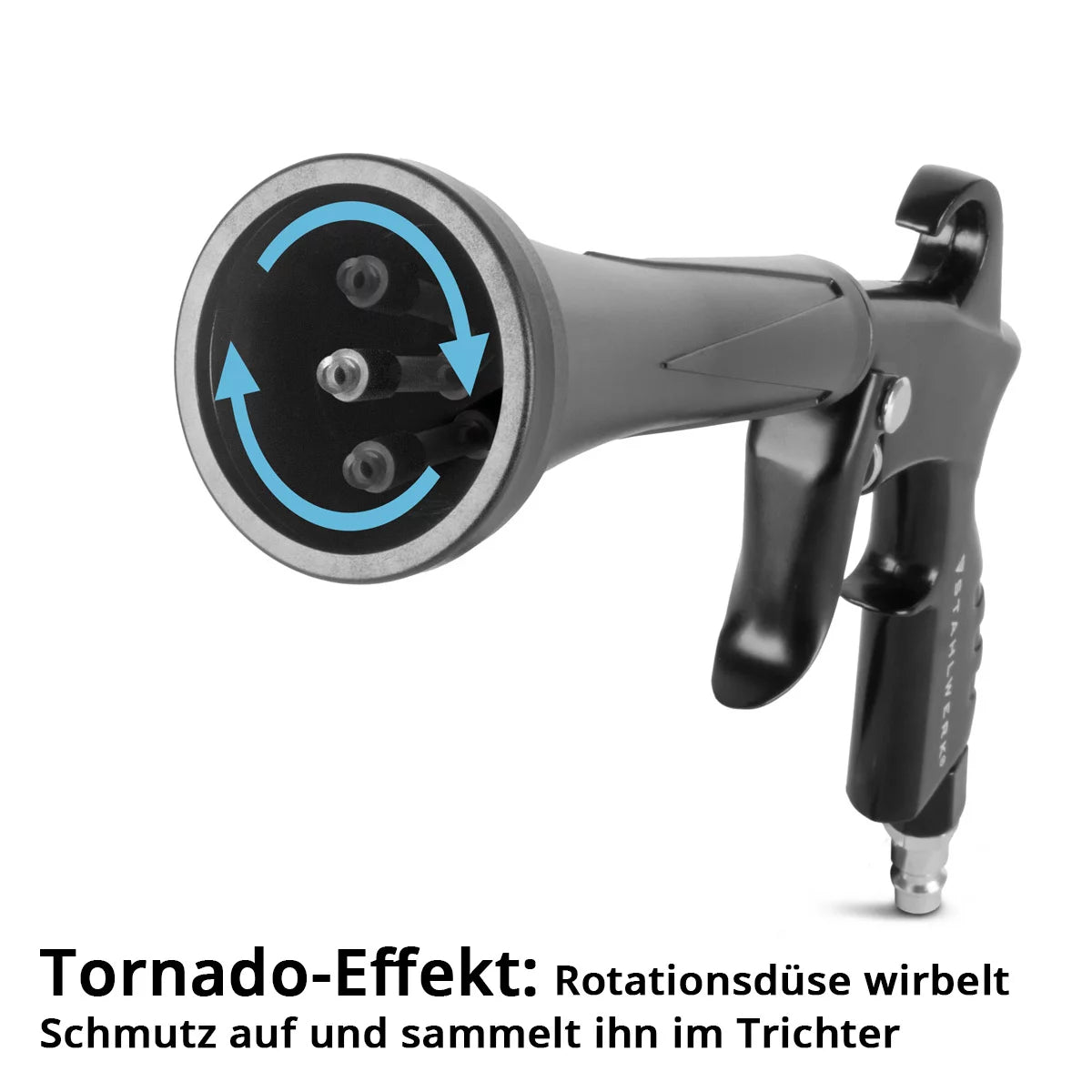 STAHLWERK Trockenreinigungspistole RP-24 ST | Druckluft-Reinigungspistole | Tornado-Effekt | Polsterreiniger | Kfz-Ausblaspistole zur Oberflächenreinigung
